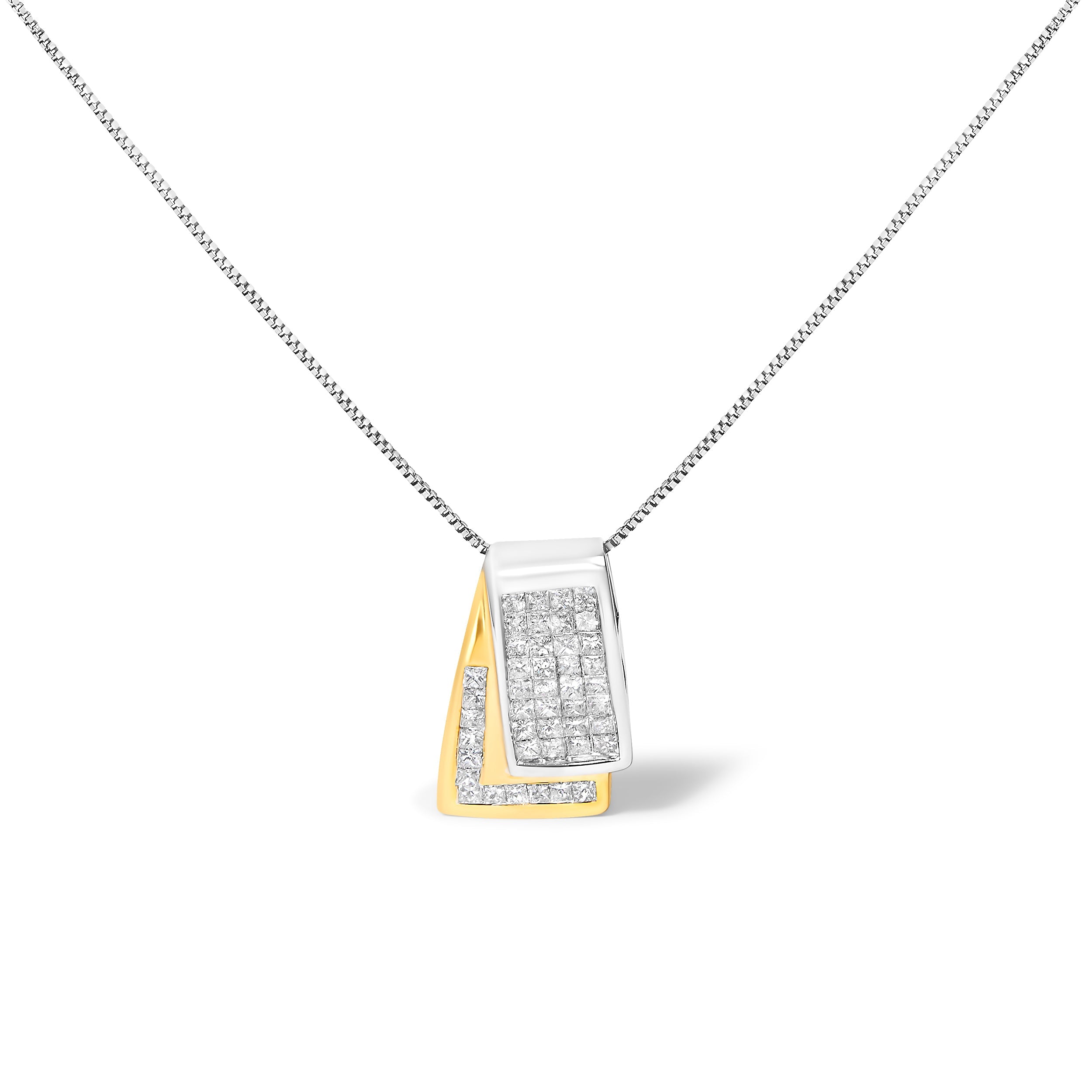 14KT White Gold Diamond Box Pendant Necklace (1 cttw, H-I Color, SI2-I1 Clarity) by Bids.com