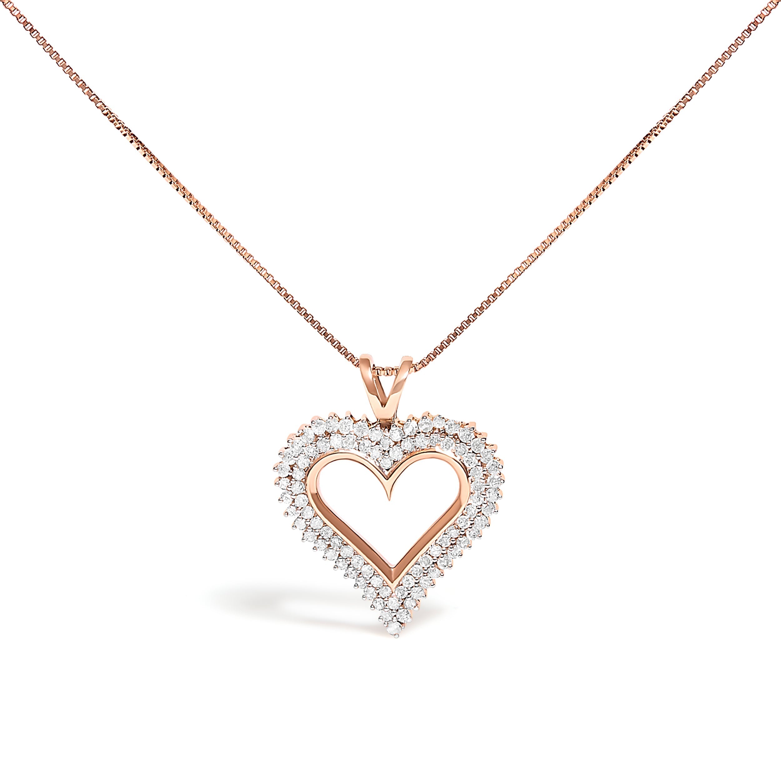 .925 Sterling Silver 1.00 Cttw Diamond Heart 18" Pendant Necklace (I-J Color, I2-I3 Clarity)