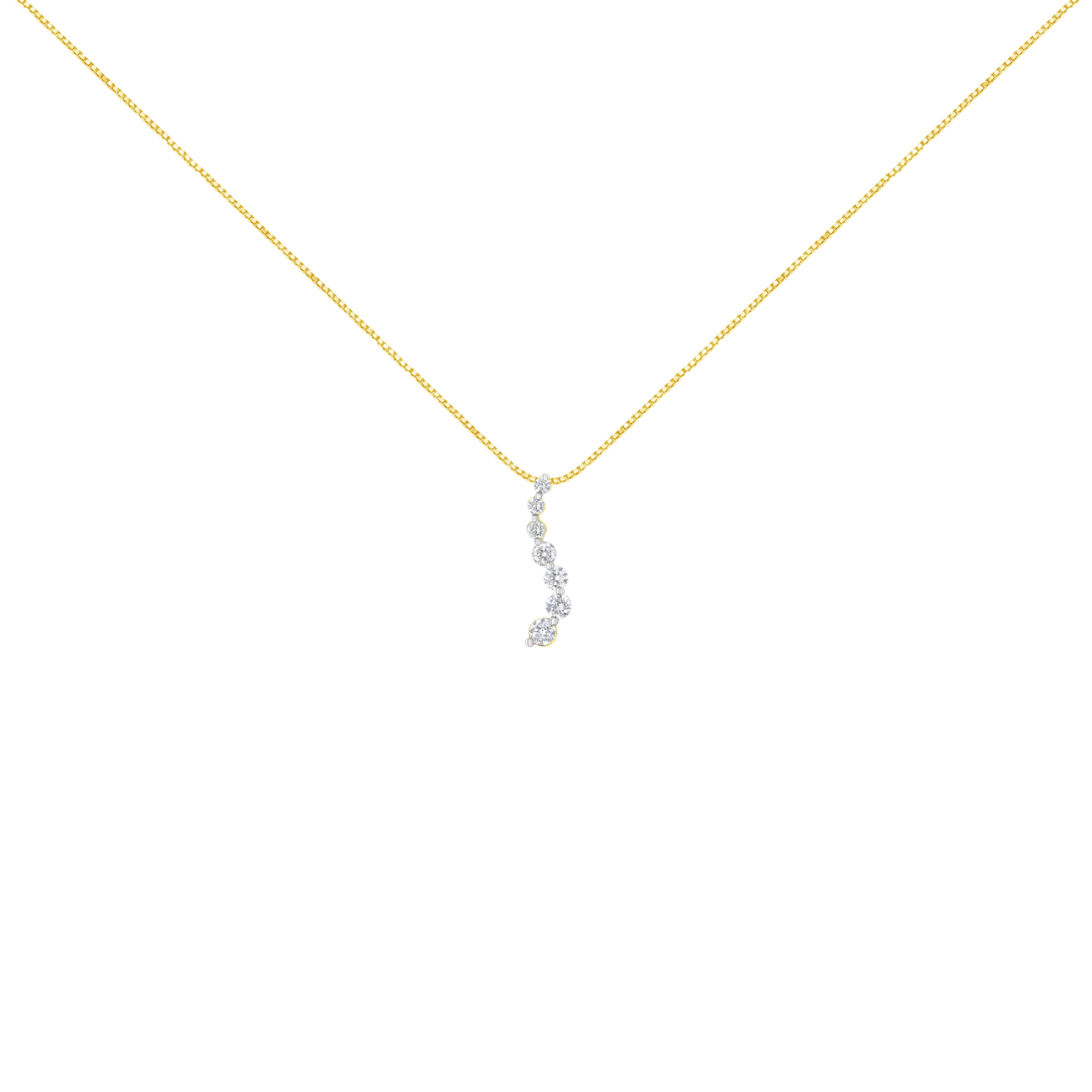 AGS Certified 14K Yellow Gold 2.0 Cttw Baguette and Brilliant Round-Cut Diamond Journey 18" Pendant Necklace (F-G Color, I1-I2 Clarity) by Bids.com