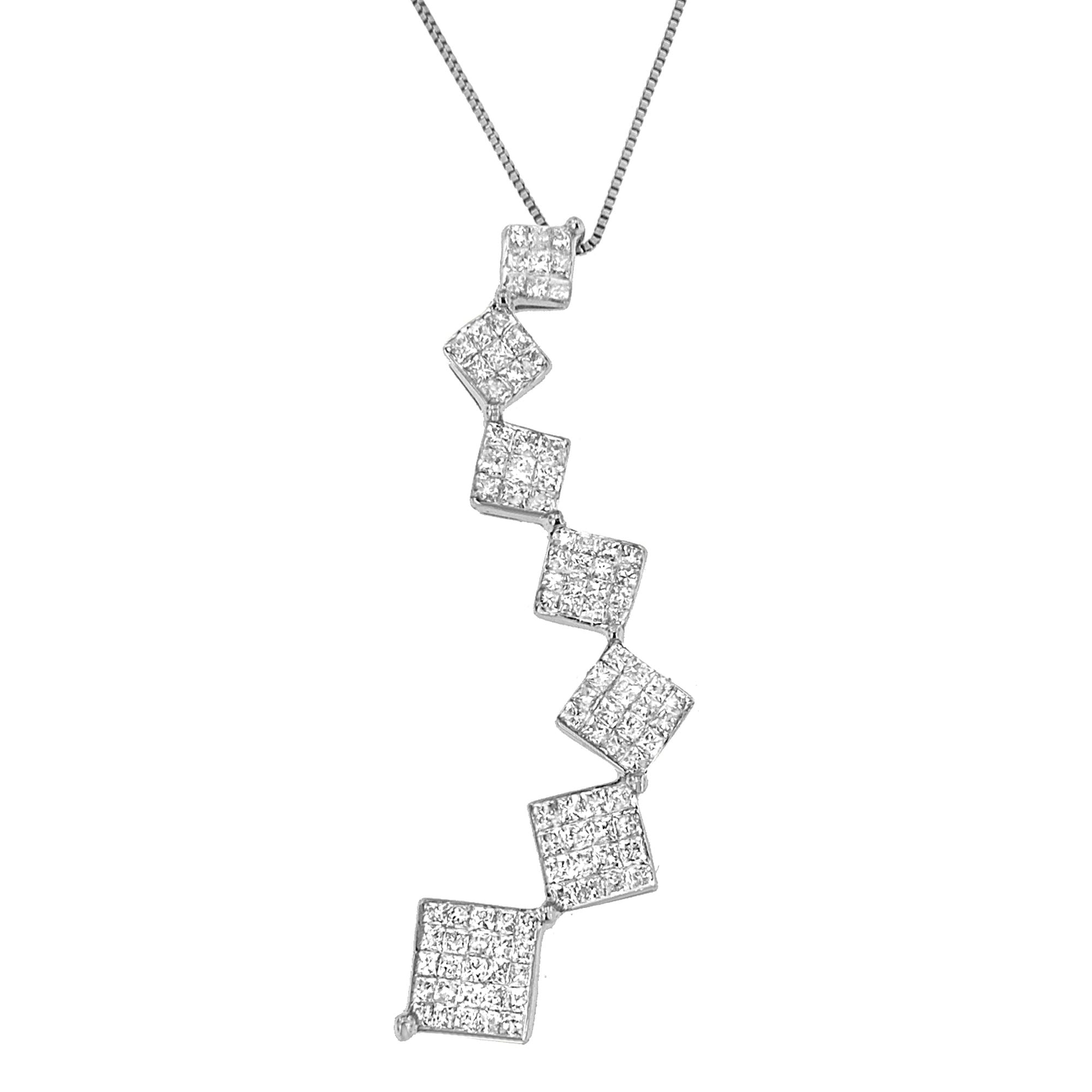 10K White Gold 1 cttw Diamond Snake Curved Pendant Necklace (H-I, I1-I2) by Bids.com