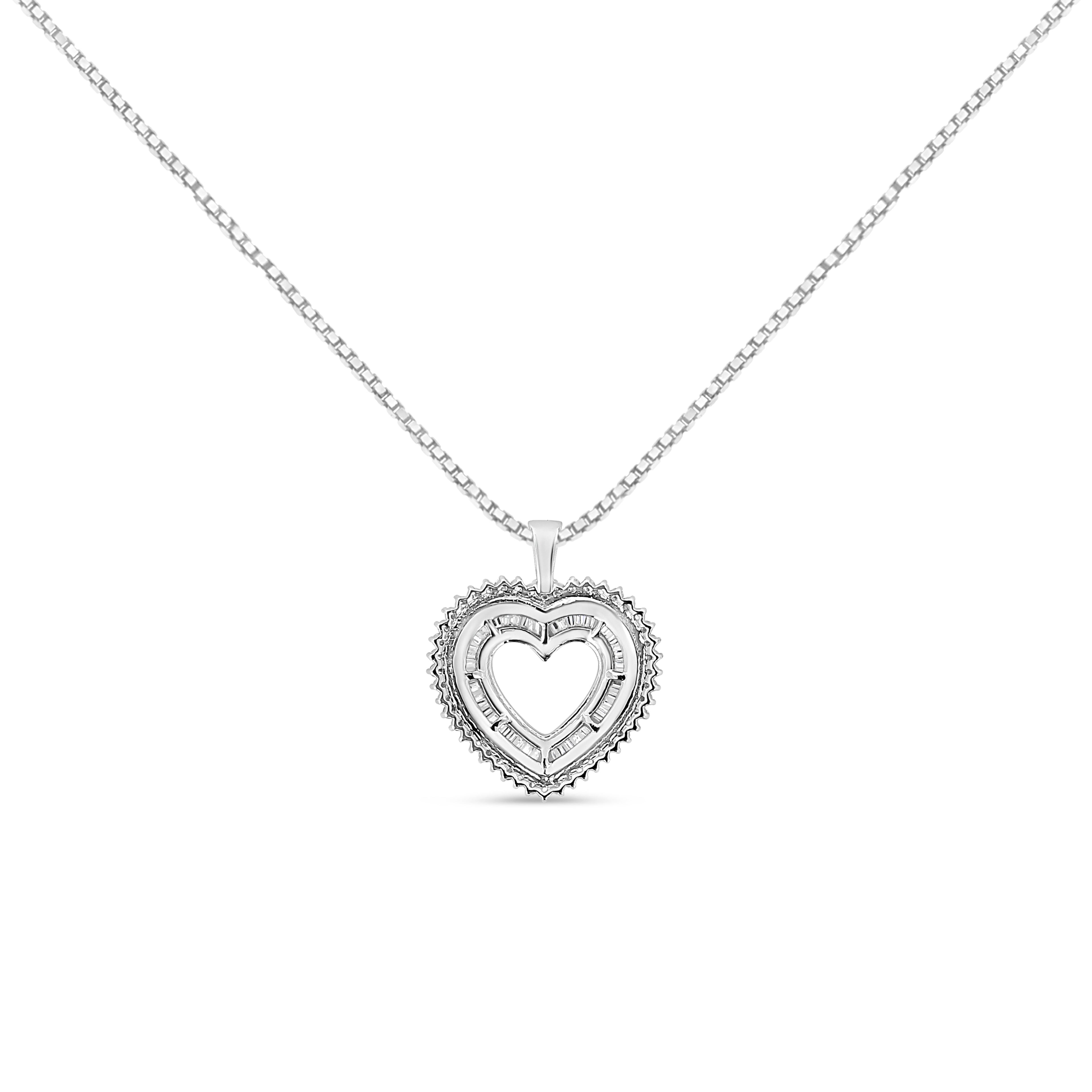 .925 Sterling Silver 1.0 Ctw Diamond Shadow Open Heart Halo 18" Pendant Necklace (I-J Color, I1-I2 Clarity) by Bids.com