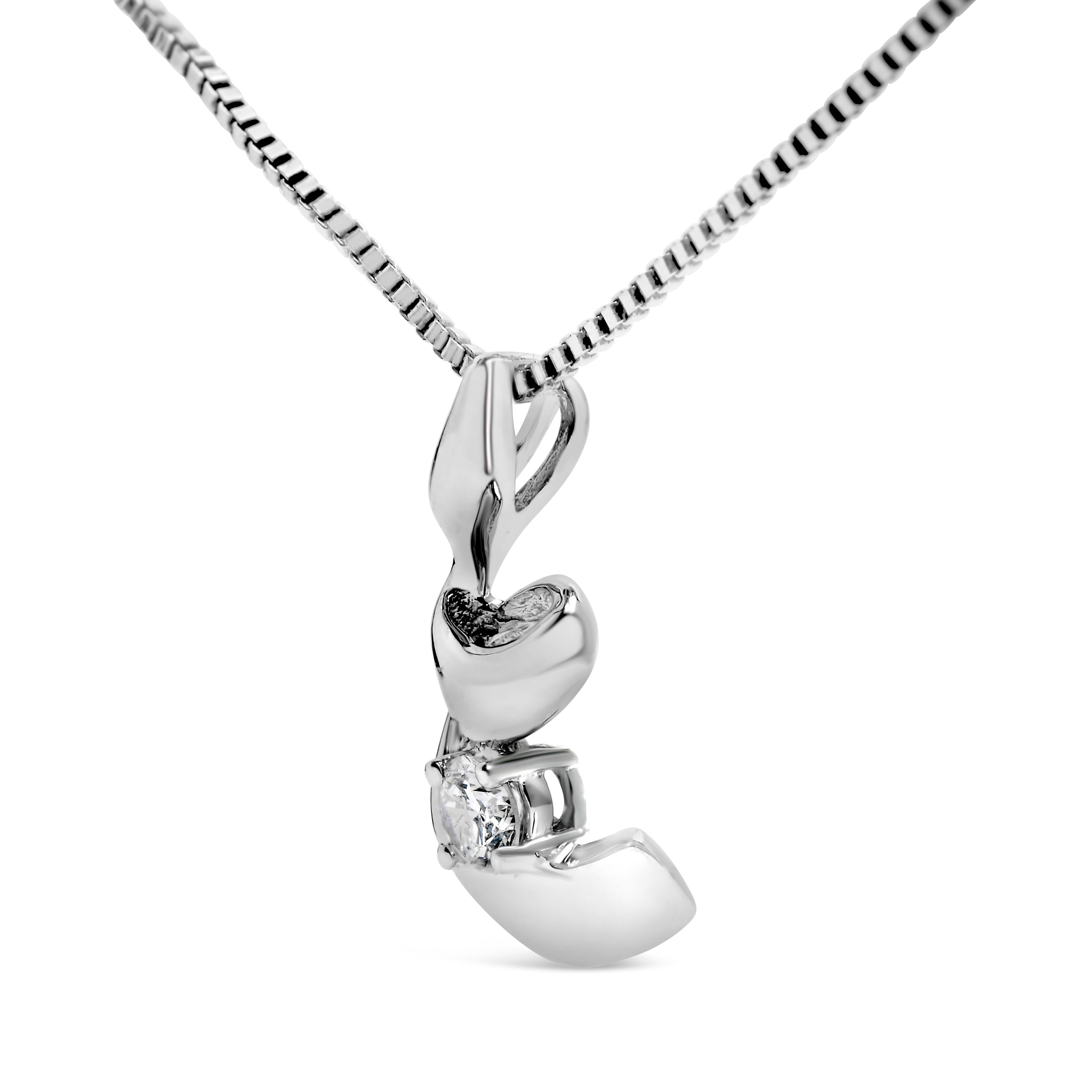 10K White Gold 1/10 Cttw Diamond Solitaire Spiral 18" Pendant Necklace (I-J Color, I2-I3 Clarity) by Bids.com