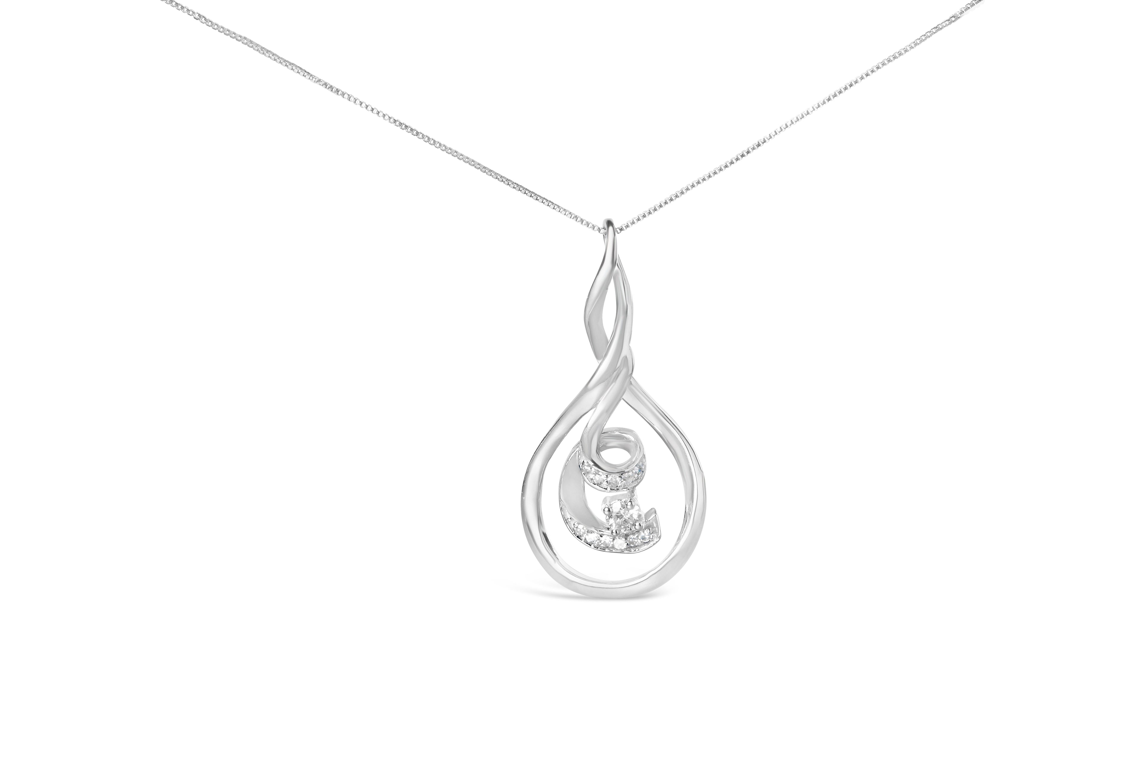 Espira 10K White Gold 1/8 cttw Round Cut Diamond Layered Spiral Pendant Necklace (I-J, I1-I2) by Bids.com