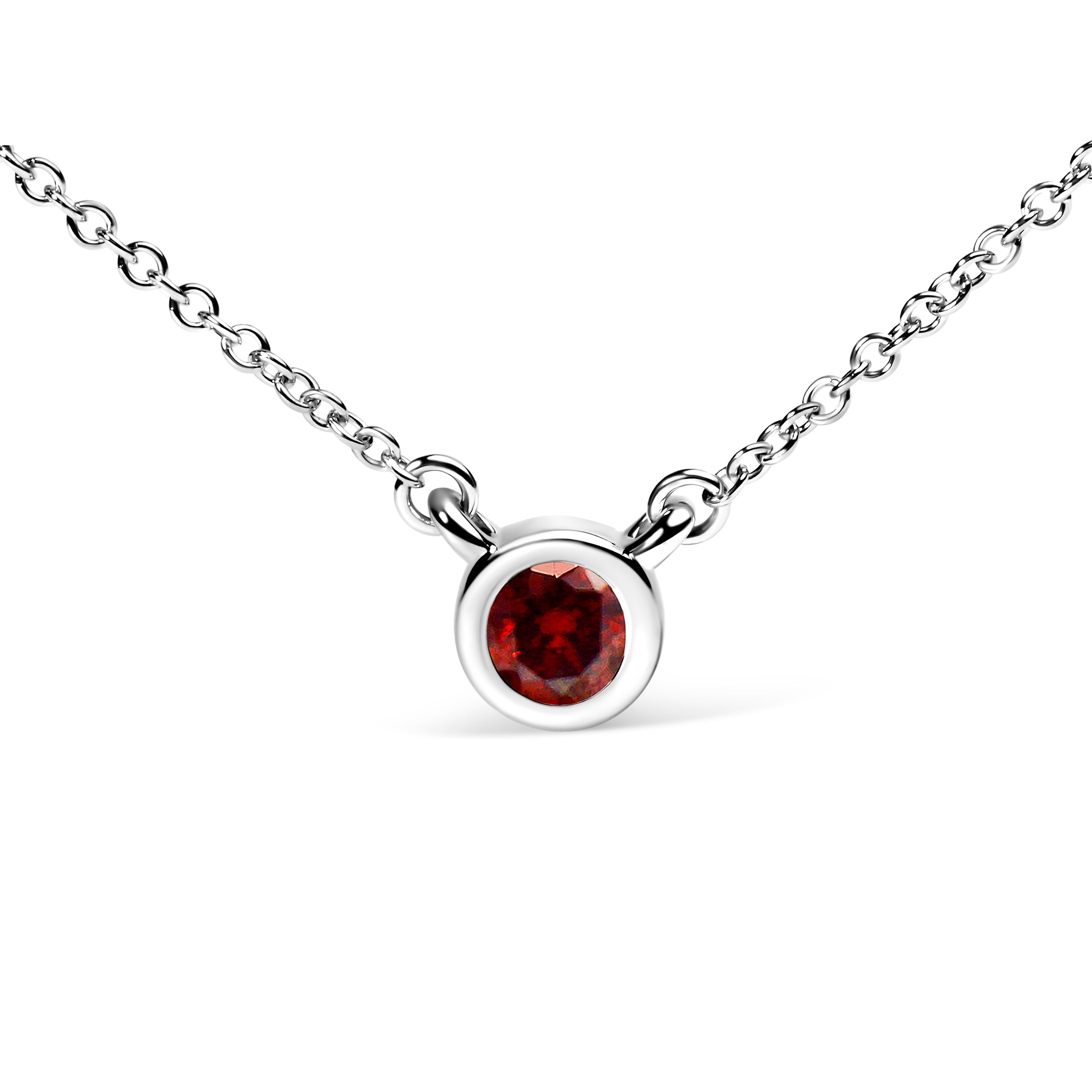 14K White Gold 1/2 Cttw Red Lab Grown Diamond Bezel-Set Solitaire 18" Pendant Necklace (Red Color, VS1-VS2 Clarity) DestGlow