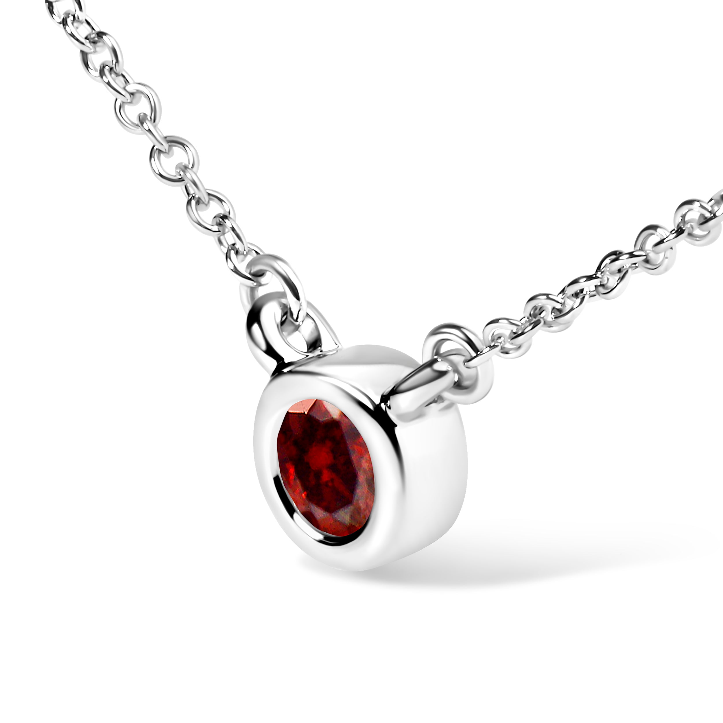 14K White Gold 1/2 Cttw Red Lab Grown Diamond Bezel-Set Solitaire 18" Pendant Necklace (Red Color, VS1-VS2 Clarity) DestGlow