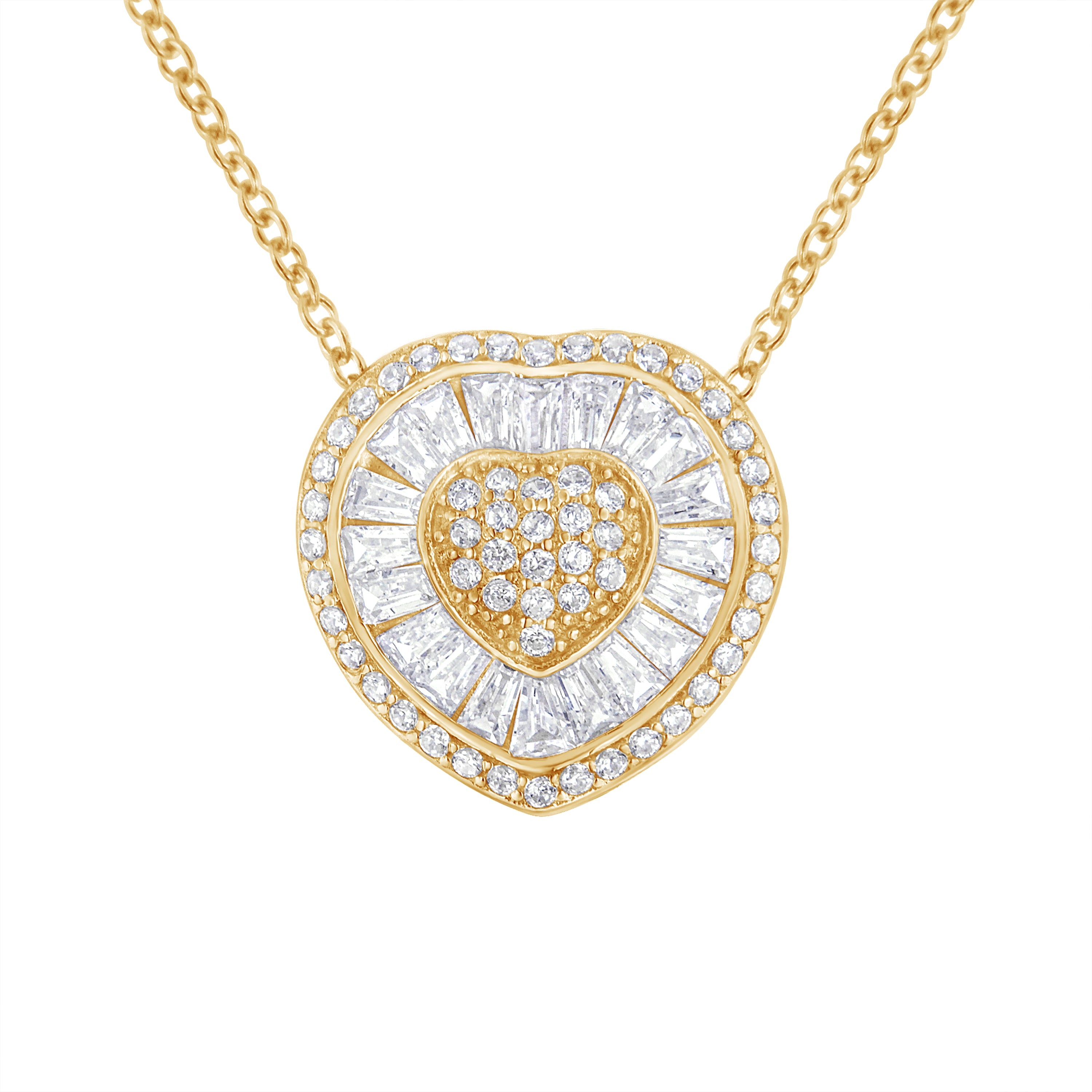 10KT Yellow Gold Diamond Heart Pendant Necklace (1/2 cttw, H-I Color, I1-I2 Clarity) by Bids.com