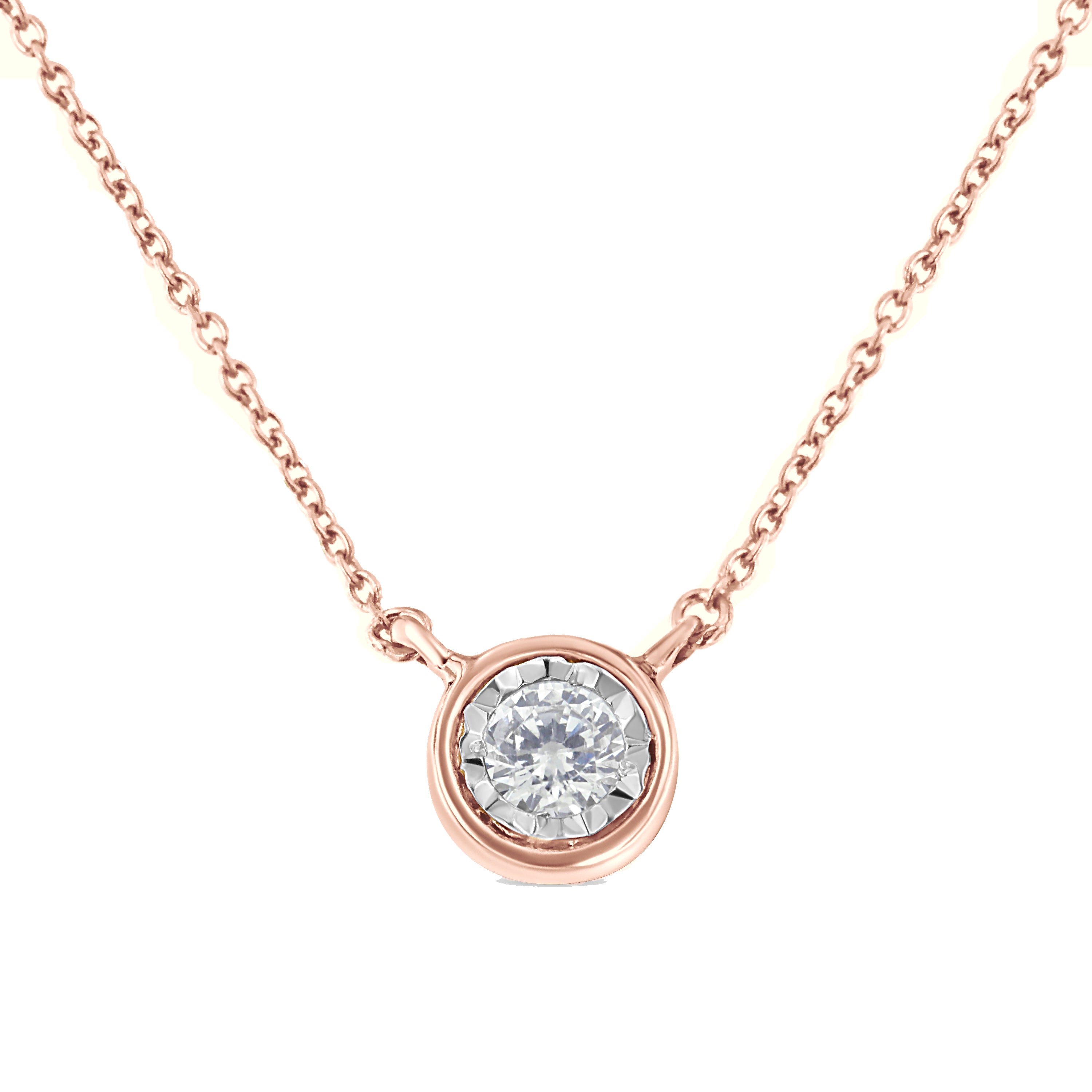 10K Yellow Gold 1/4 Cttw Round Brilliant-Cut Diamond Modern Bezel-Set Solitaire Pendant Necklace (J-K Color, I2-I3 Clarity) - 16" with 2" Extender by Bids.com