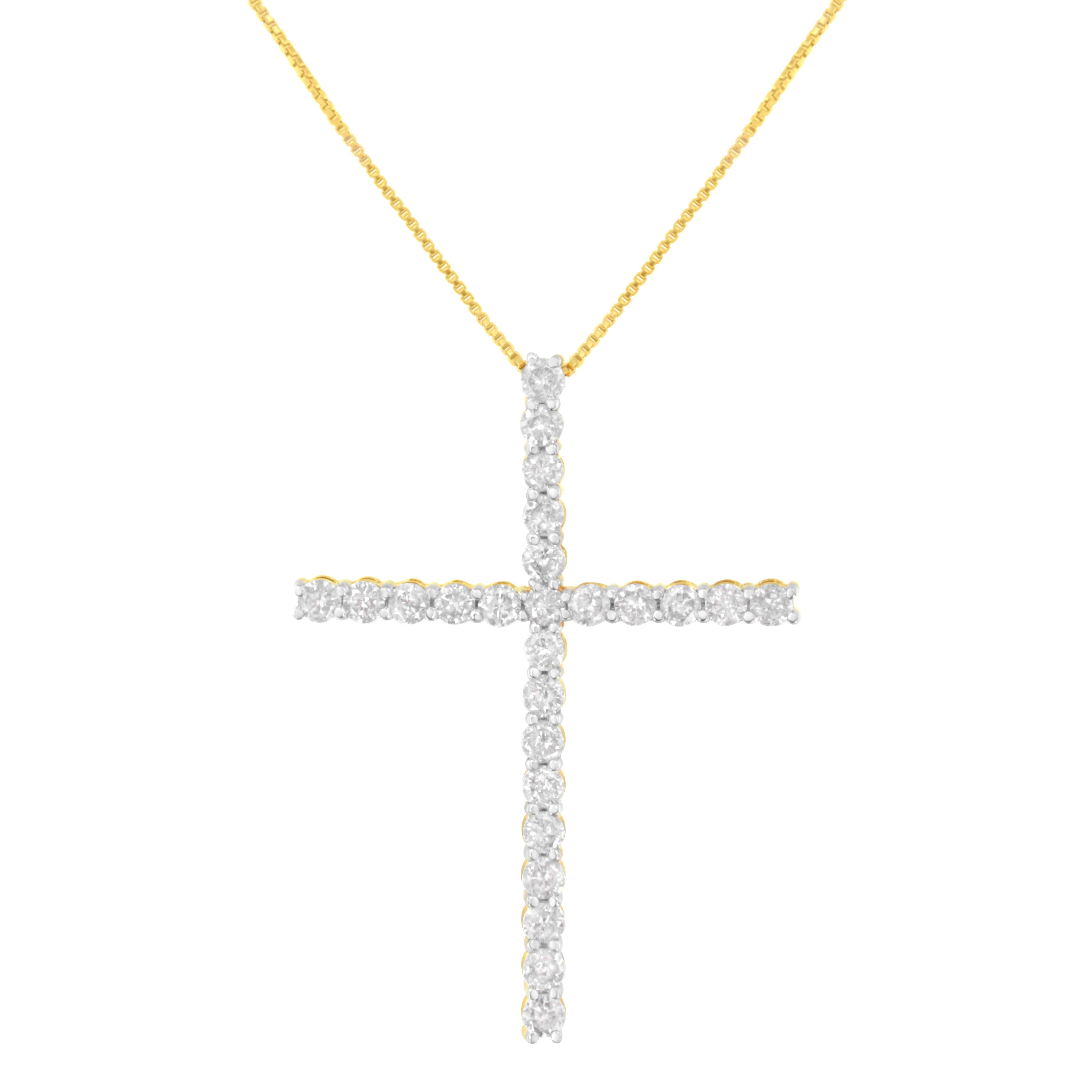 .925 Sterling Silver 3.0 Cttw Round Shape Diamond 1-1/2" Cross Pendant with Box Chain Necklace (I-J Color, I2-I3 Clarity) - 18" by Bids.com