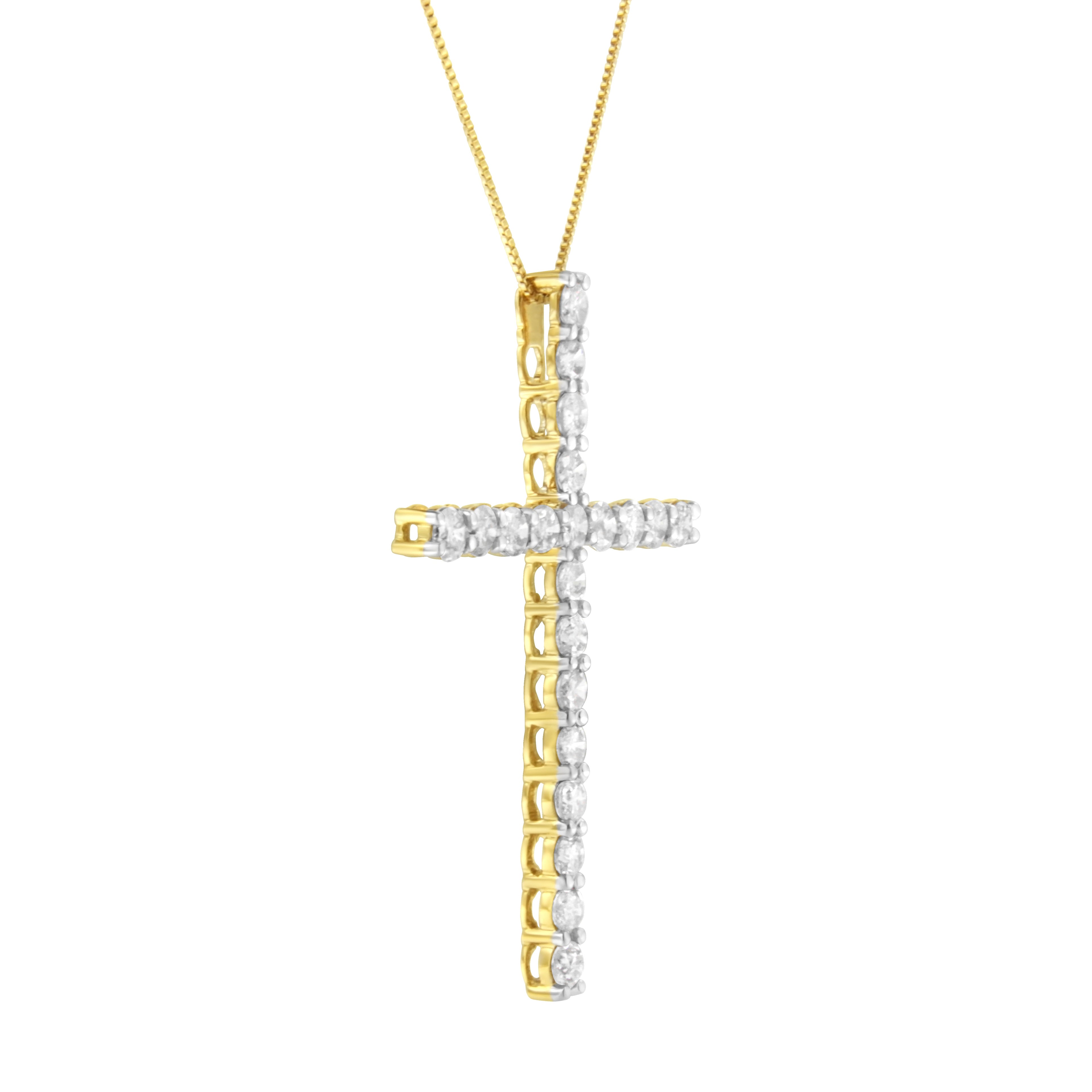 10K Yellow Gold Plated .925 Sterling Silver 4.0 Cttw Round Cut Diamond Cross Pendant Necklace (J-K Color, I1-I2 Clarity) - 18" by Bids.com