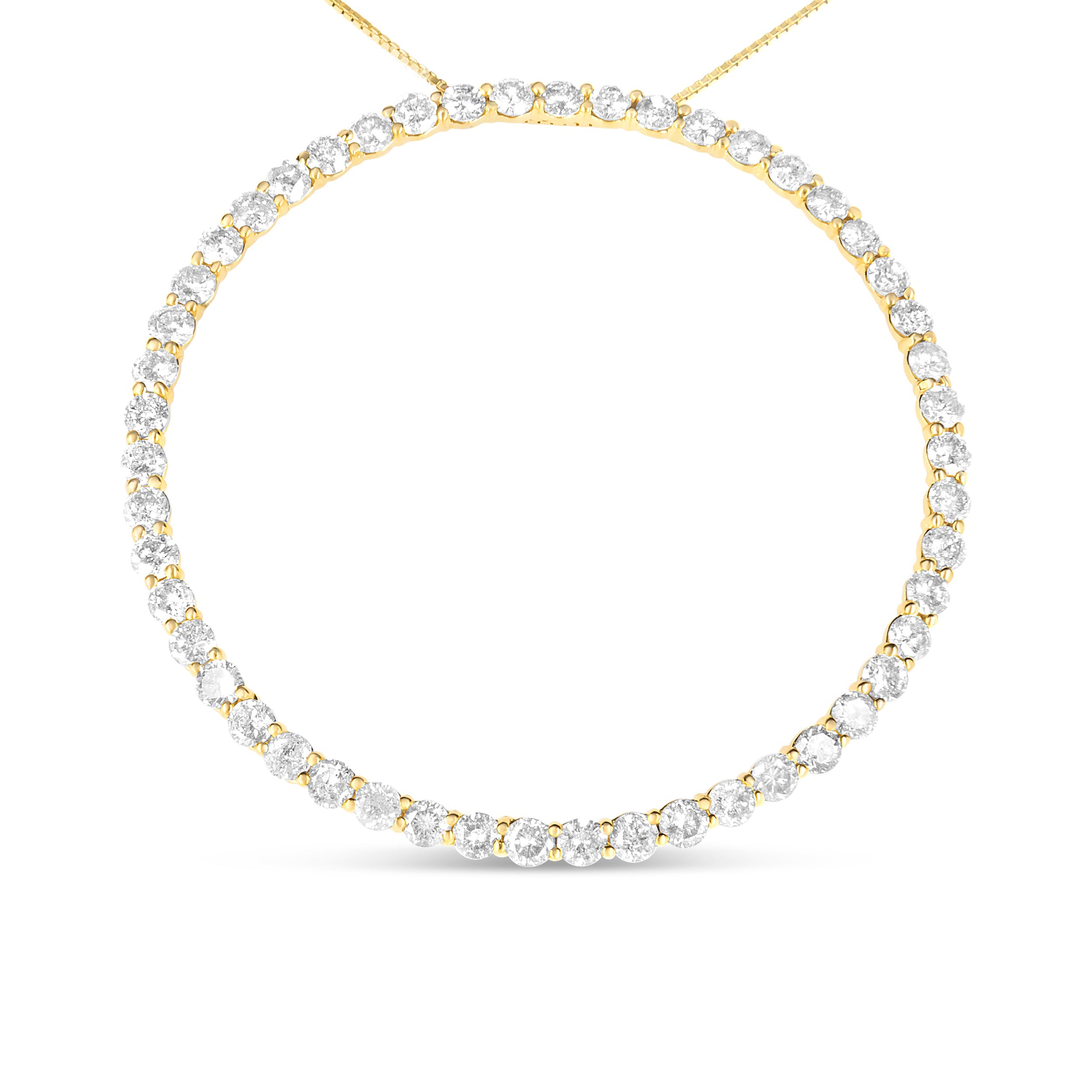 10K Yellow Gold Plated .925 Sterling Silver 4 Cttw Diamond Circle Hoop 18" Pendant Necklace (J-K Color, I1-I2 Clarity) by Bids.com