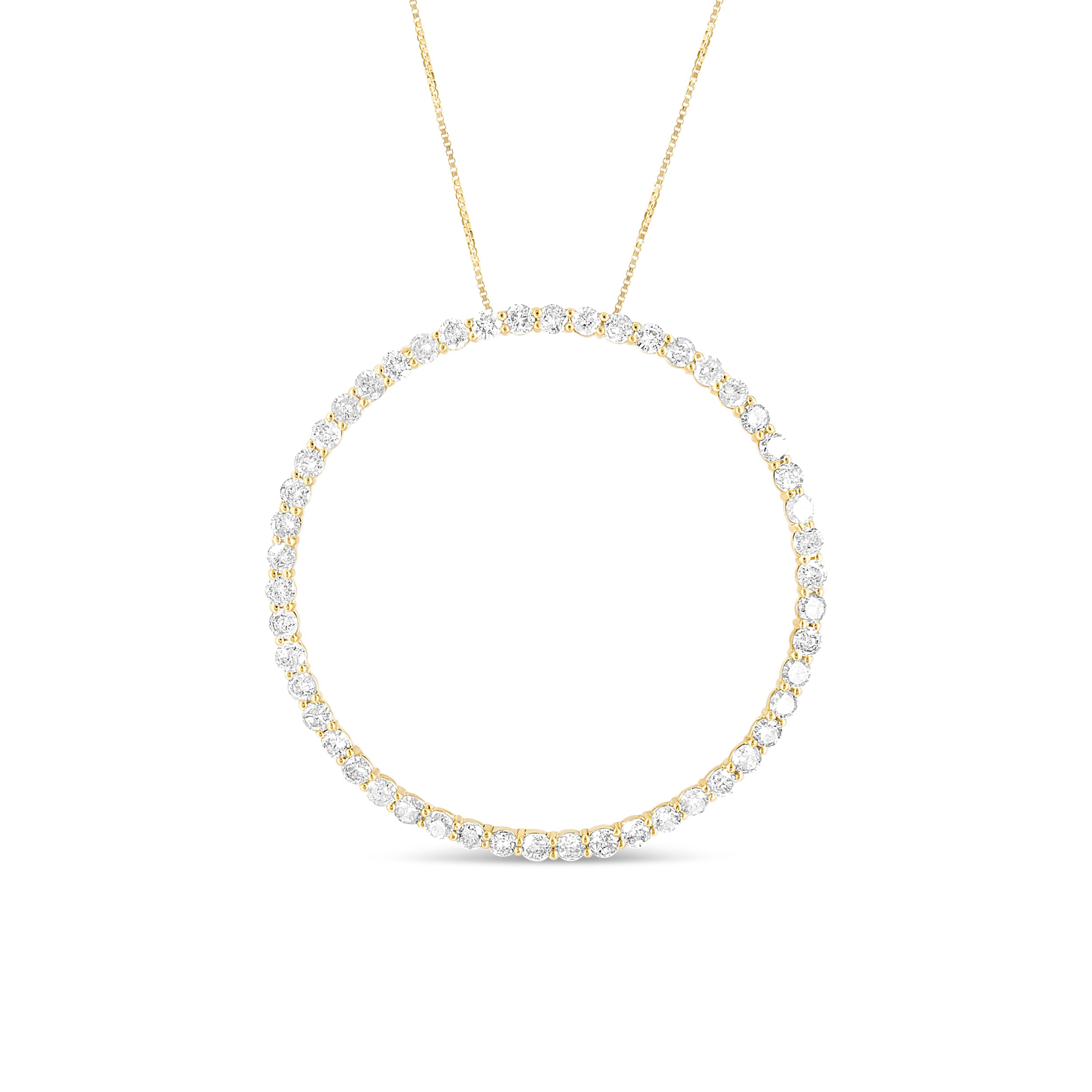10K Yellow Gold Plated .925 Sterling Silver 4 Cttw Diamond Circle Hoop 18" Pendant Necklace (J-K Color, I1-I2 Clarity) by Bids.com
