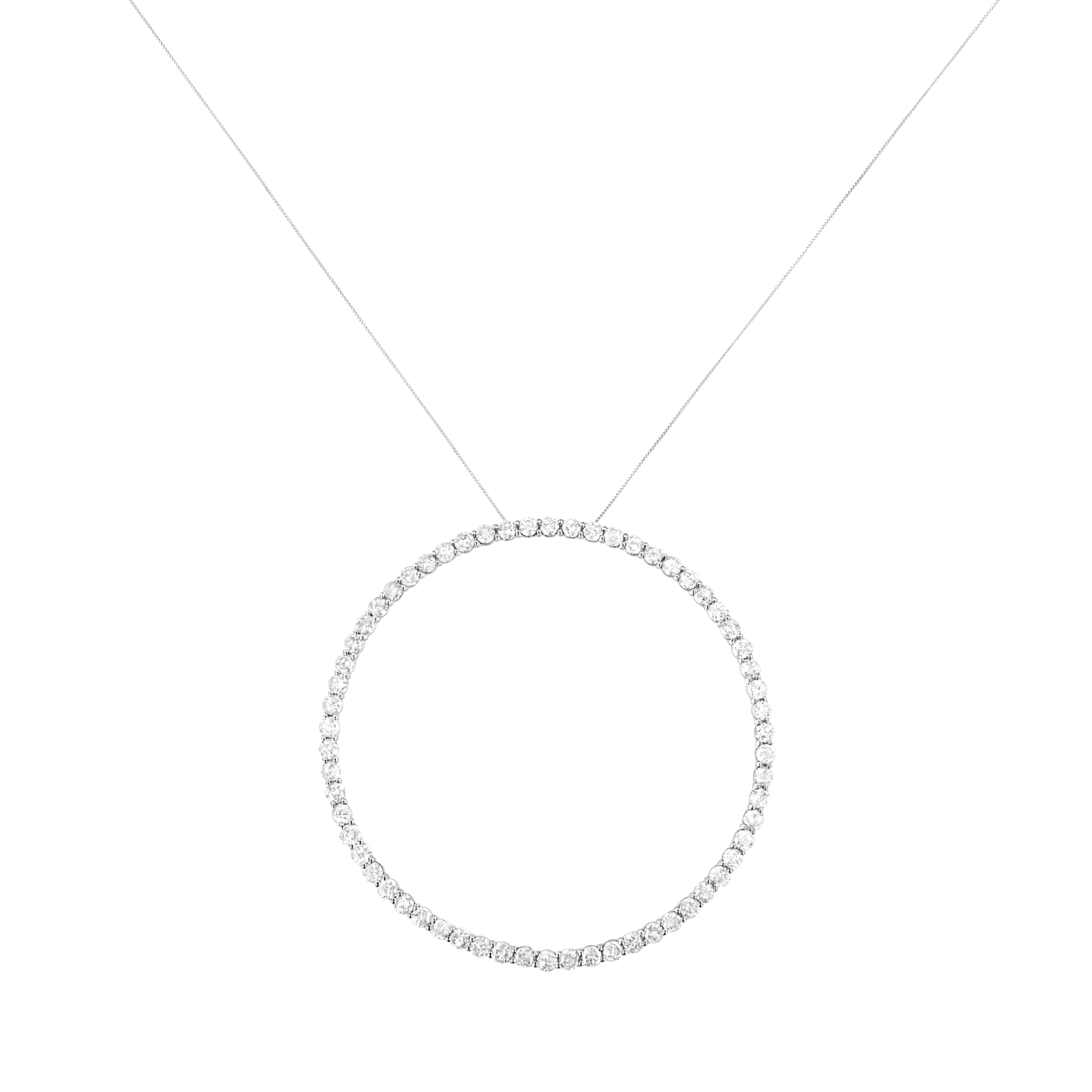 .925 Sterling Silver 5.0 Cttw Prong Set Round-cut Diamond Open Circle Hoop 18" Pendant Necklace (I-J Color, I2-I3 Clarity) by Bids.com