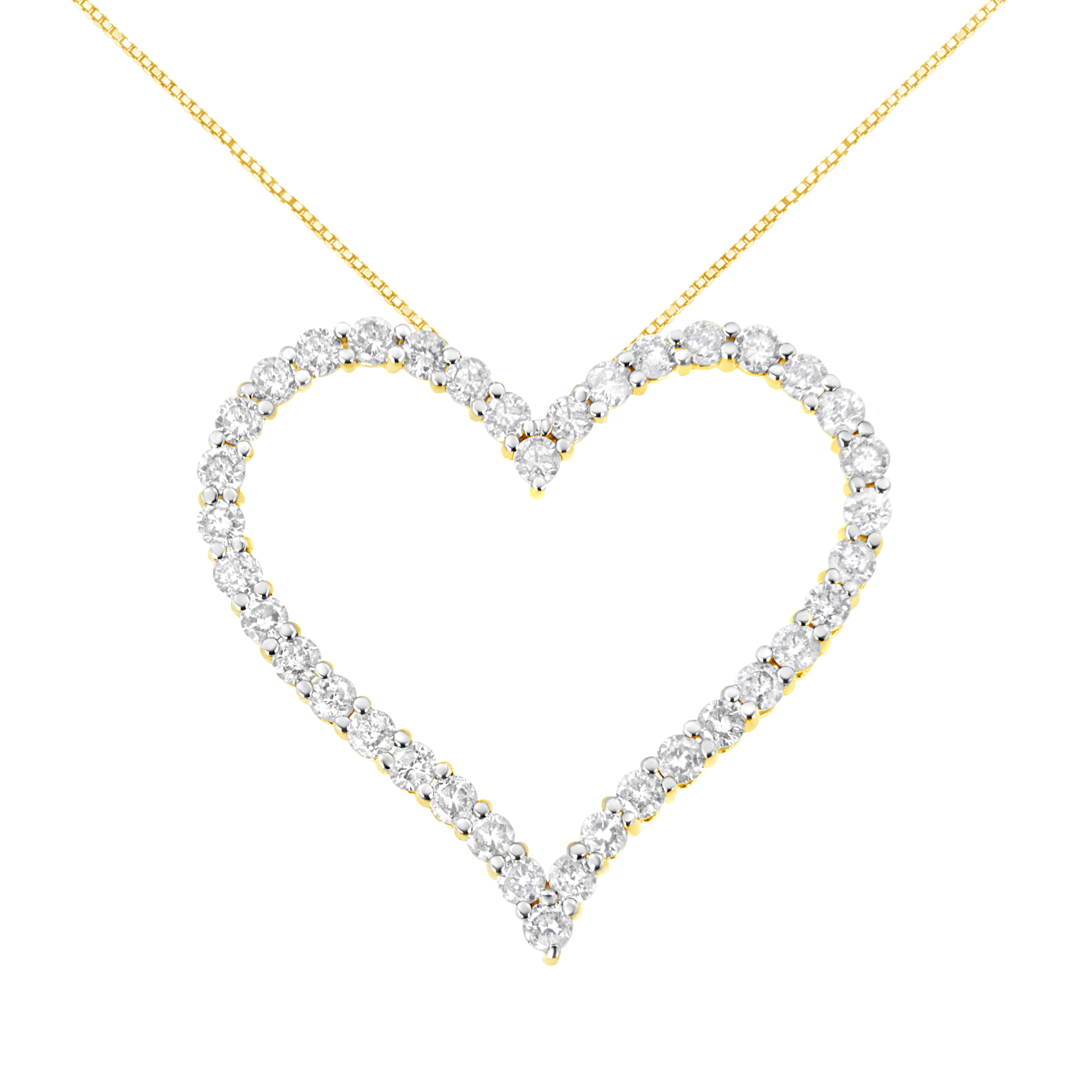 10k Yellow Gold Plated .925 Sterling Silver 3.0 cttw Round-Cut Diamond Open Heart Pendant Necklace (J-K Color, I1-I2 Clarity) - 18" by Bids.com