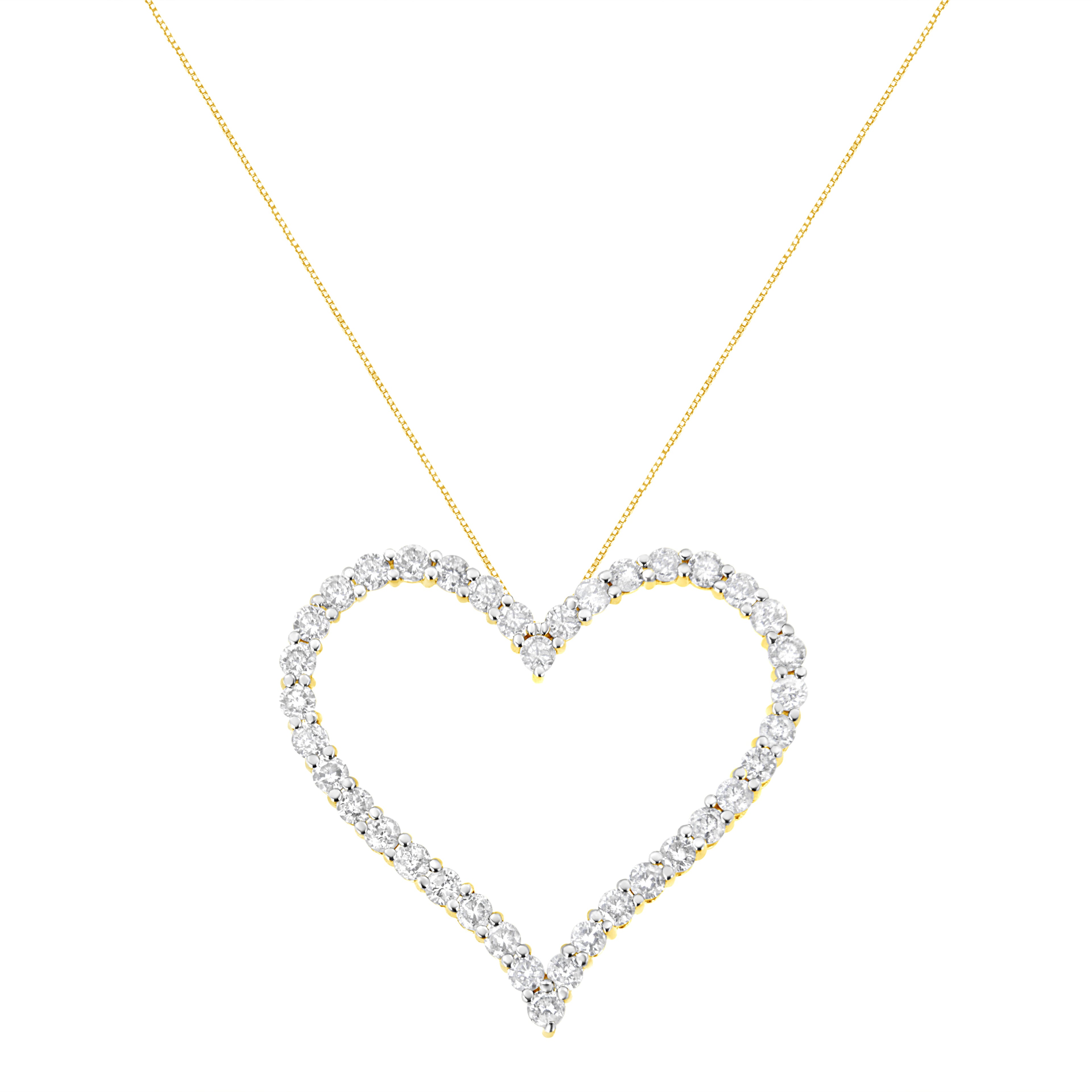 10k Yellow Gold Plated .925 Sterling Silver 3.0 cttw Round-Cut Diamond Open Heart Pendant Necklace (J-K Color, I1-I2 Clarity) - 18" by Bids.com
