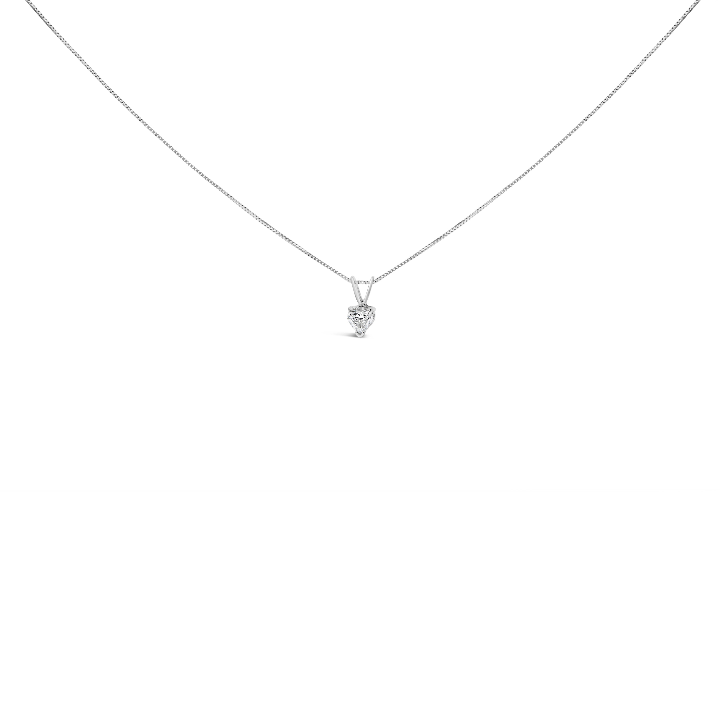 14K White Gold 3/8 Cttw Heart-Shaped Diamond Classic Solitaire 18" Pendant Necklace (H-I Color, VS2-SI1 Clarity) by Bids.com