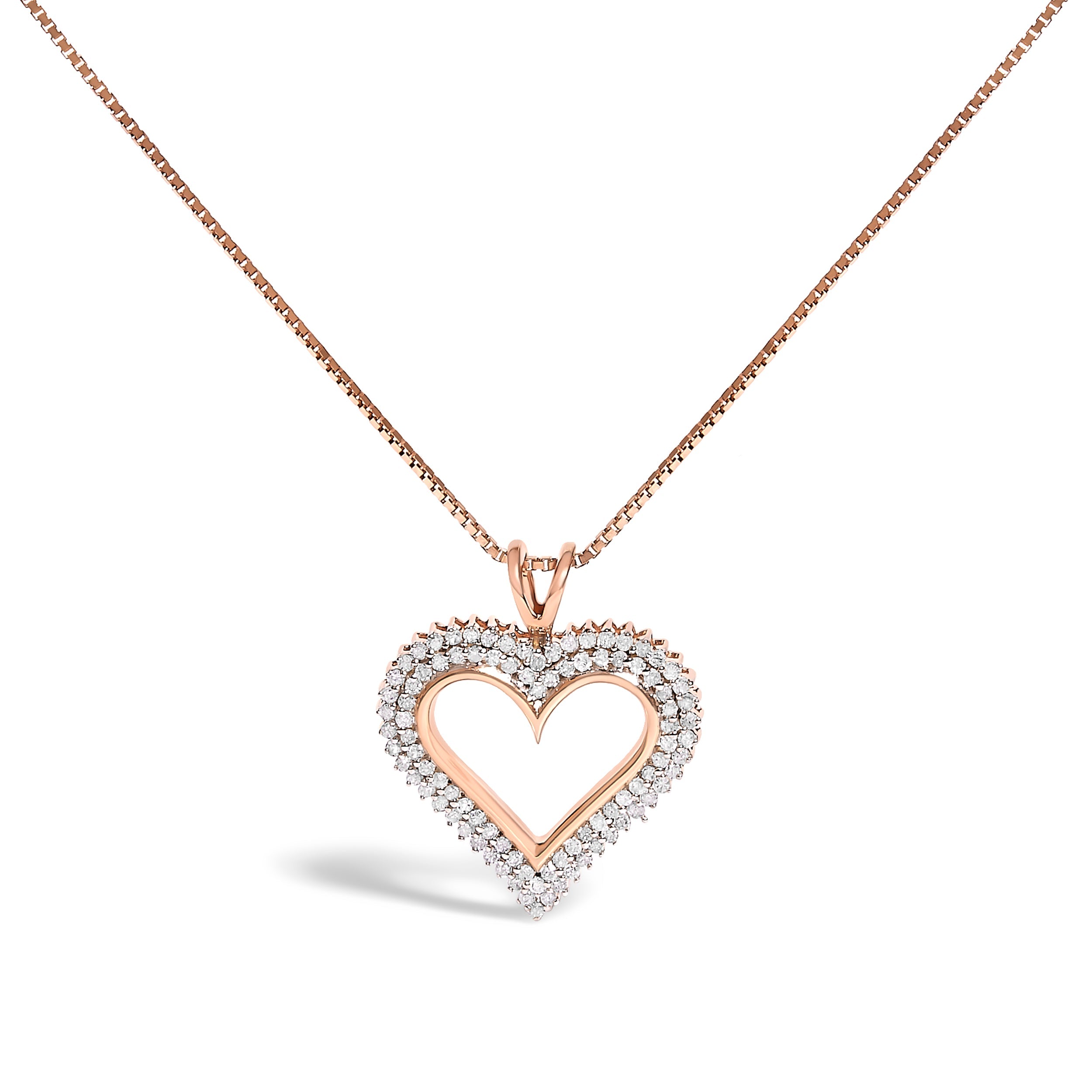 .925 Sterling Silver 1.00 Cttw Diamond Heart 18" Pendant Necklace (I-J Color, I2-I3 Clarity) by Bids.com
