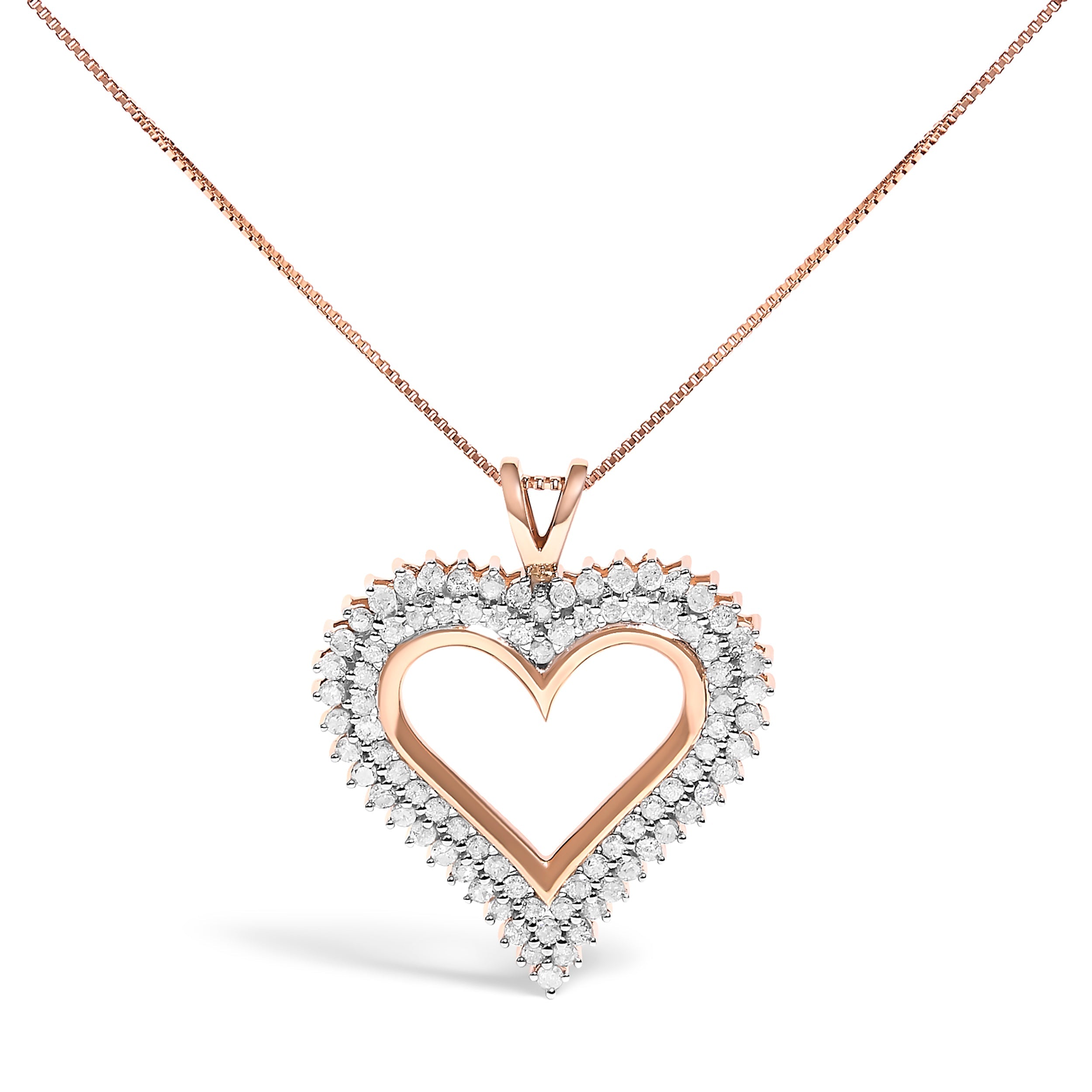 .925 Sterling Silver 1.00 Cttw Diamond Heart 18" Pendant Necklace (I-J Color, I2-I3 Clarity) by Bids.com