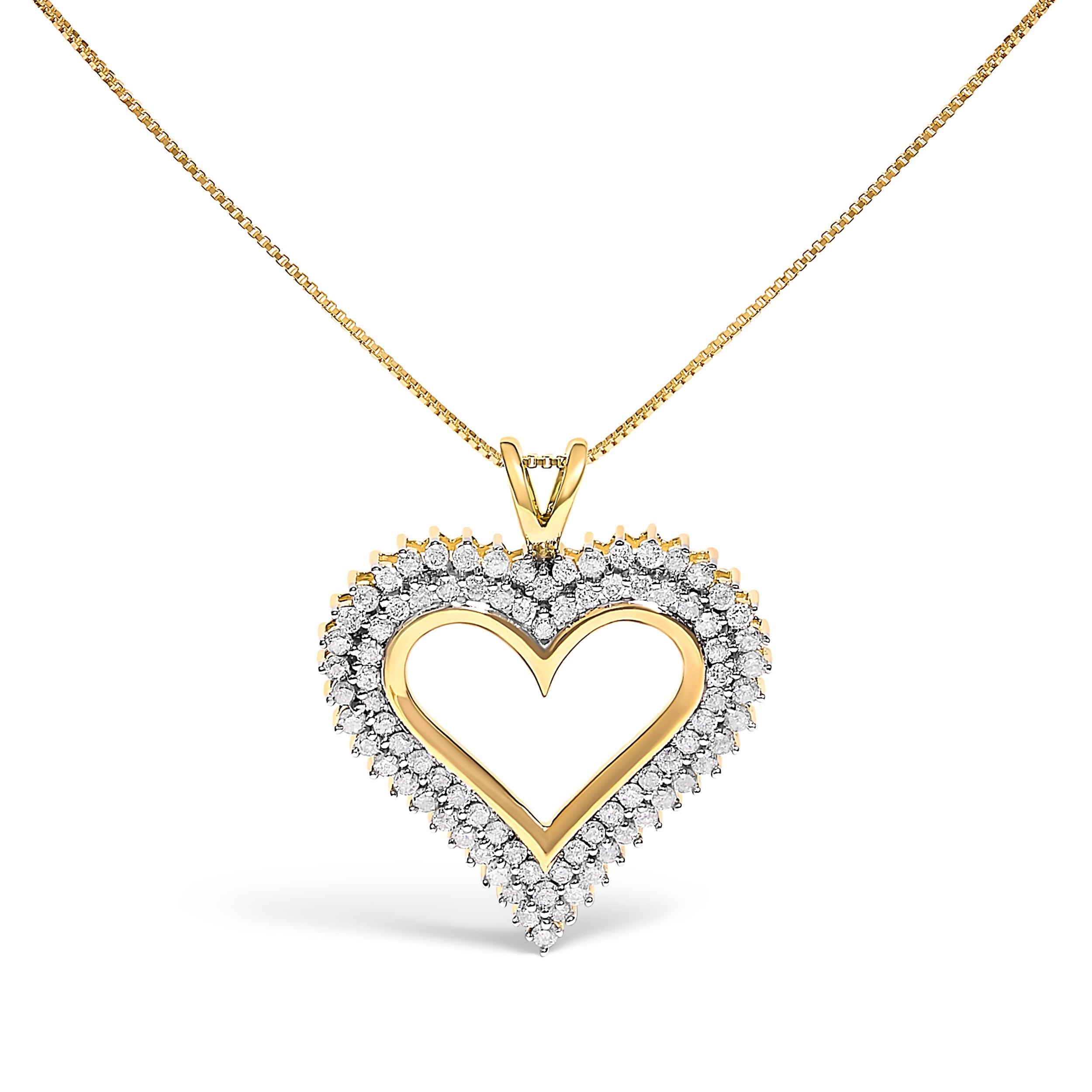 .925 Sterling Silver 1.00 Cttw Diamond Heart 18" Pendant Necklace (I-J Color, I2-I3 Clarity)