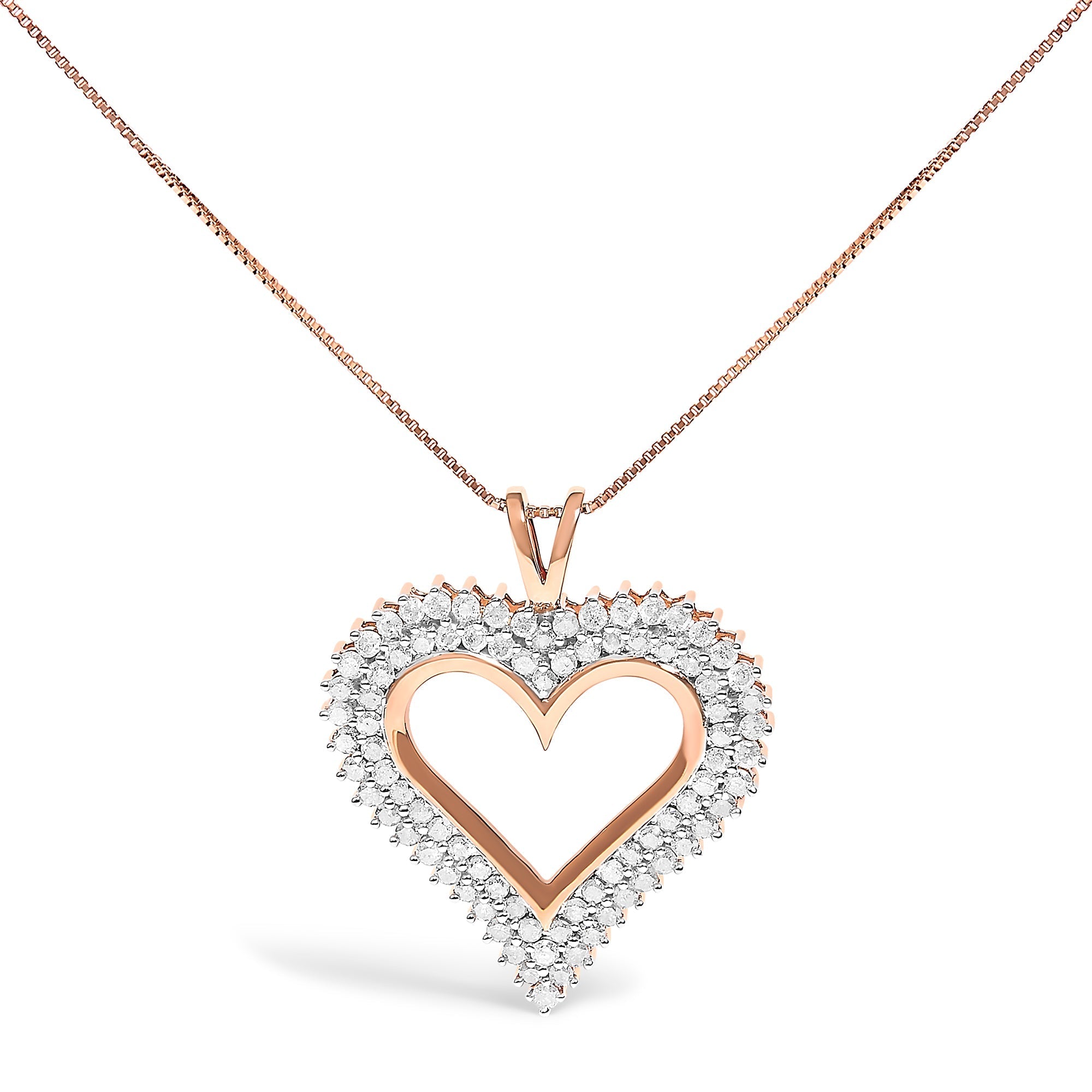 .925 Sterling Silver 1.00 Cttw Diamond Heart 18" Pendant Necklace (I-J Color, I2-I3 Clarity)