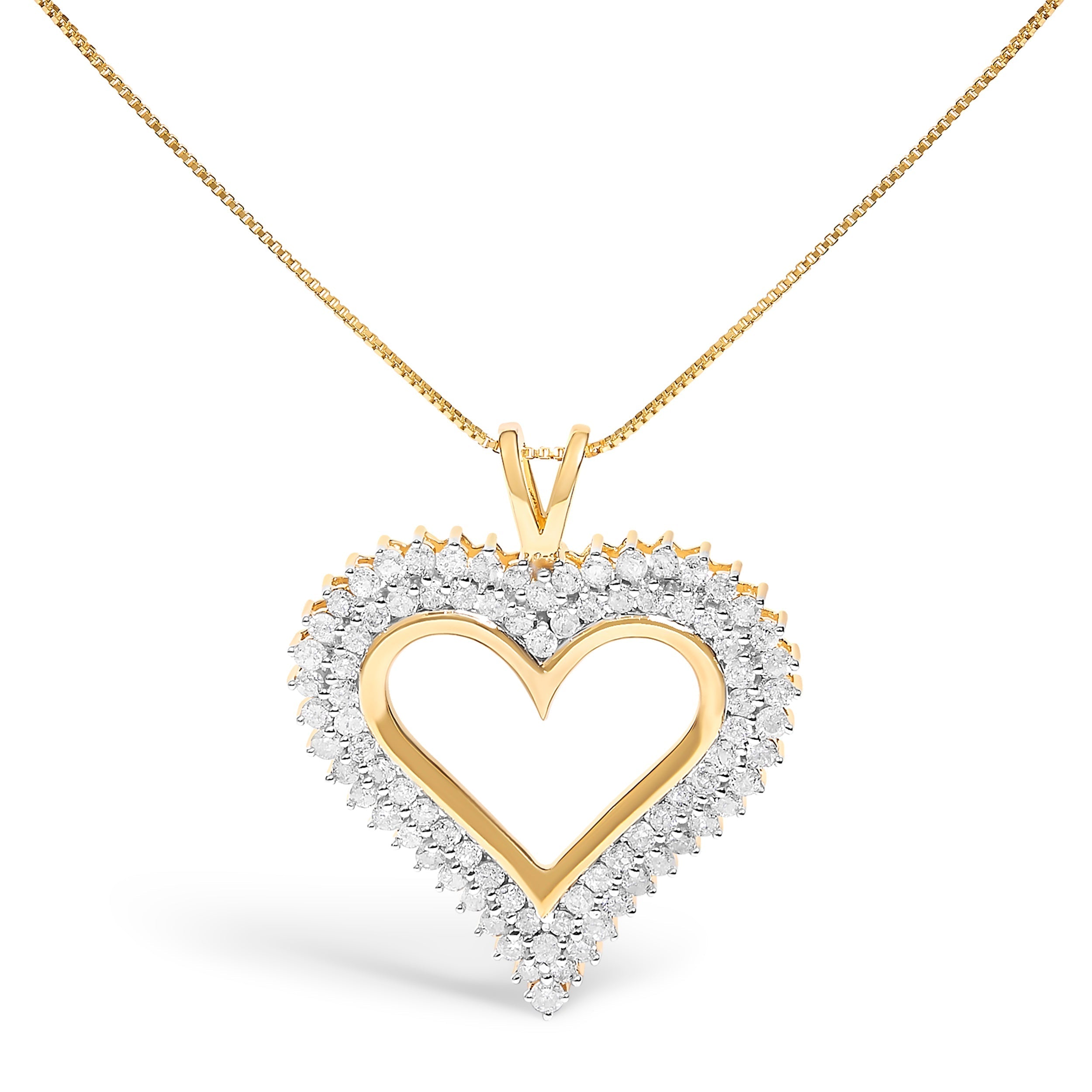 .925 Sterling Silver 1.00 Cttw Diamond Heart 18" Pendant Necklace (I-J Color, I2-I3 Clarity)