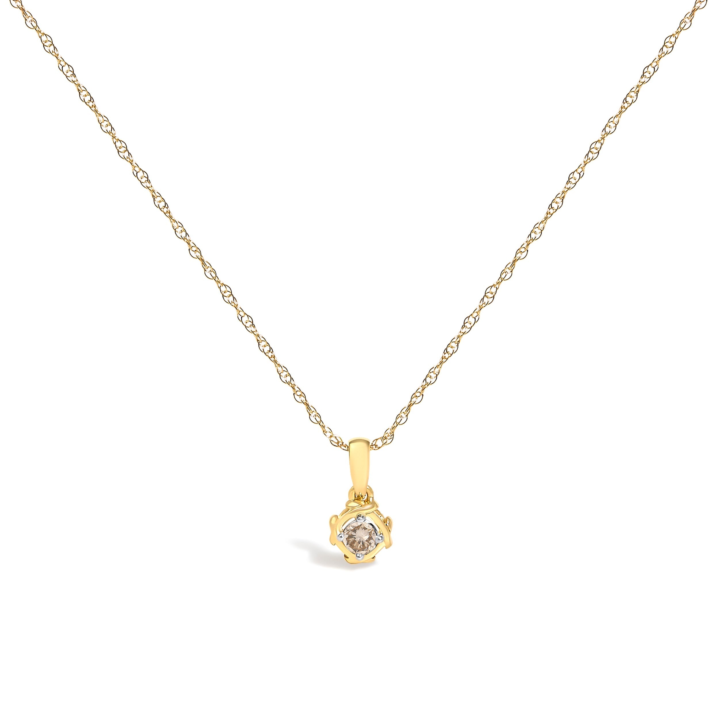 14K Yellow Gold Plated Sterling Silver 1/5 Cttw Diamond Swirl Pendant Necklace DestGlow