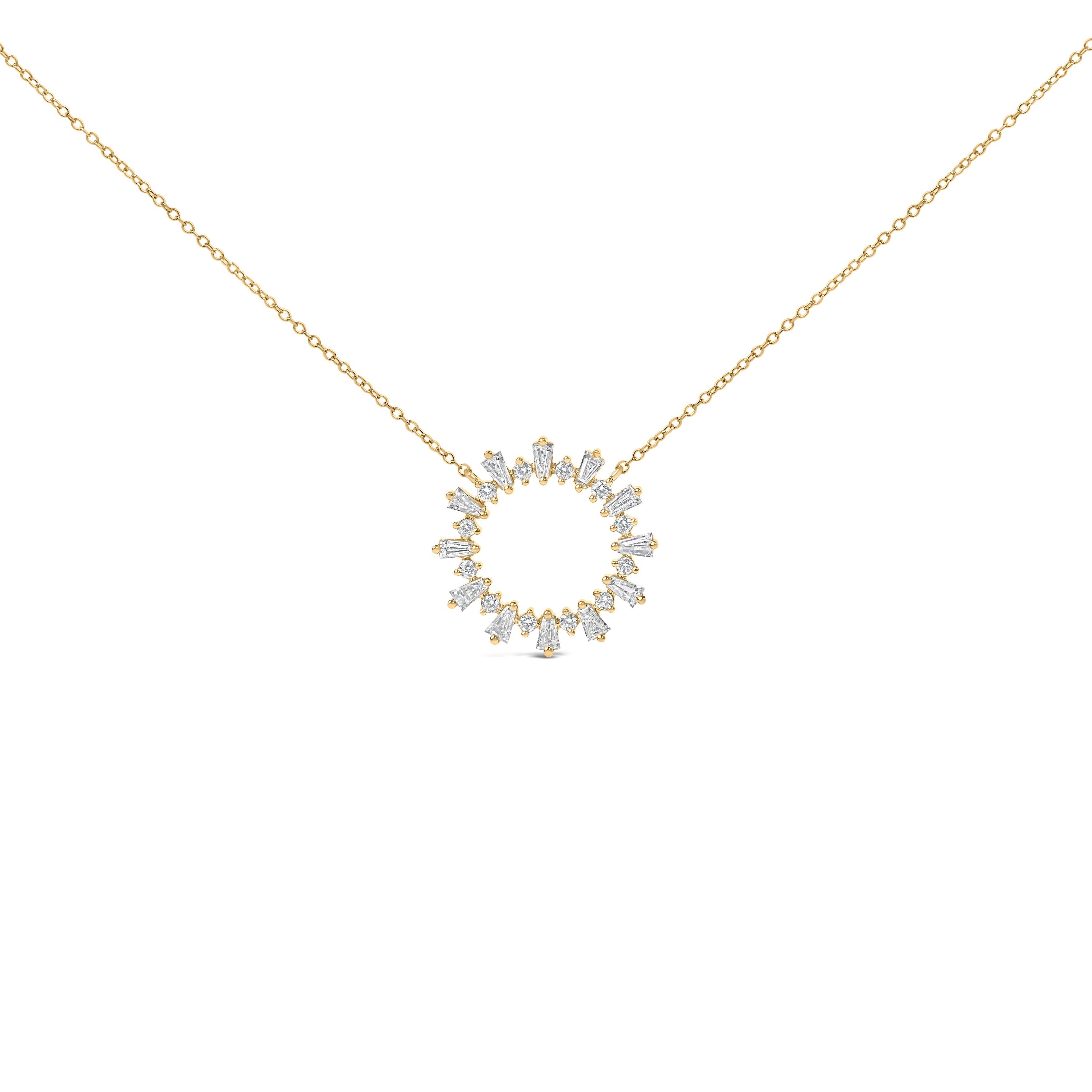 14K Yellow Gold Plated Sterling Silver 3/4 Cttw Diamond Starburst Pendant Necklace