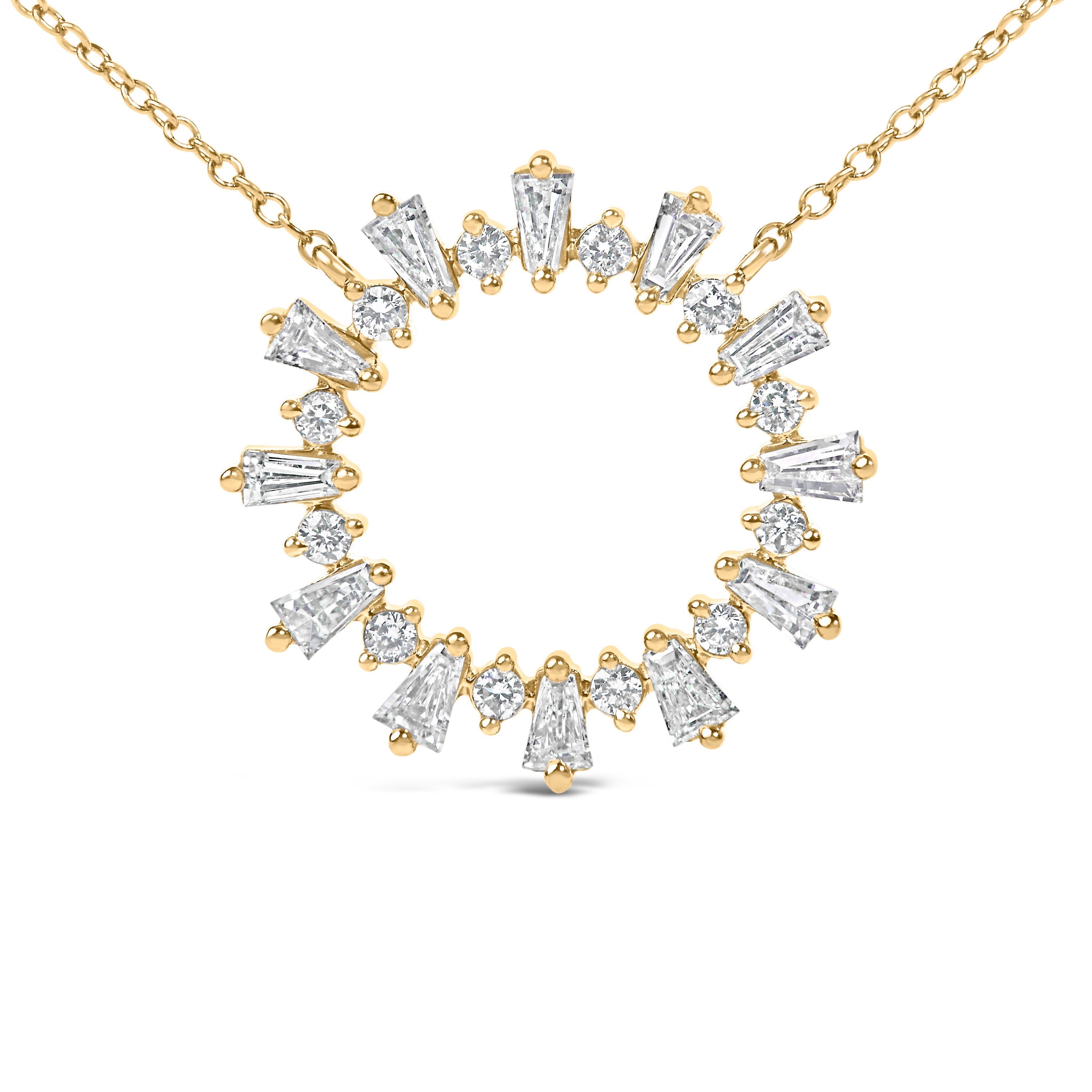 14K Yellow Gold Plated Sterling Silver 3/4 Cttw Diamond Starburst Pendant Necklace DestGlow