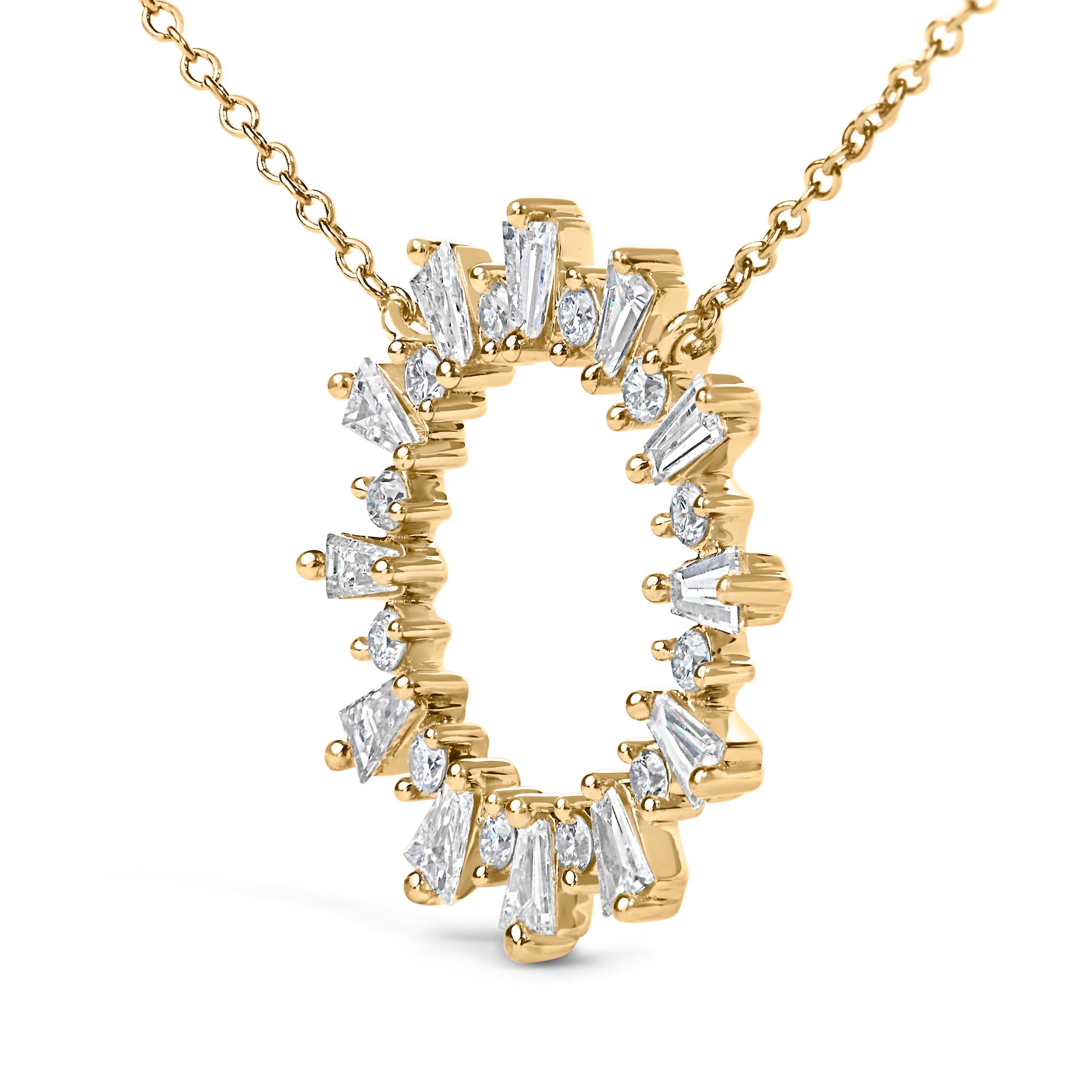 14K Yellow Gold Plated Sterling Silver 3/4 Cttw Diamond Starburst Pendant Necklace DestGlow