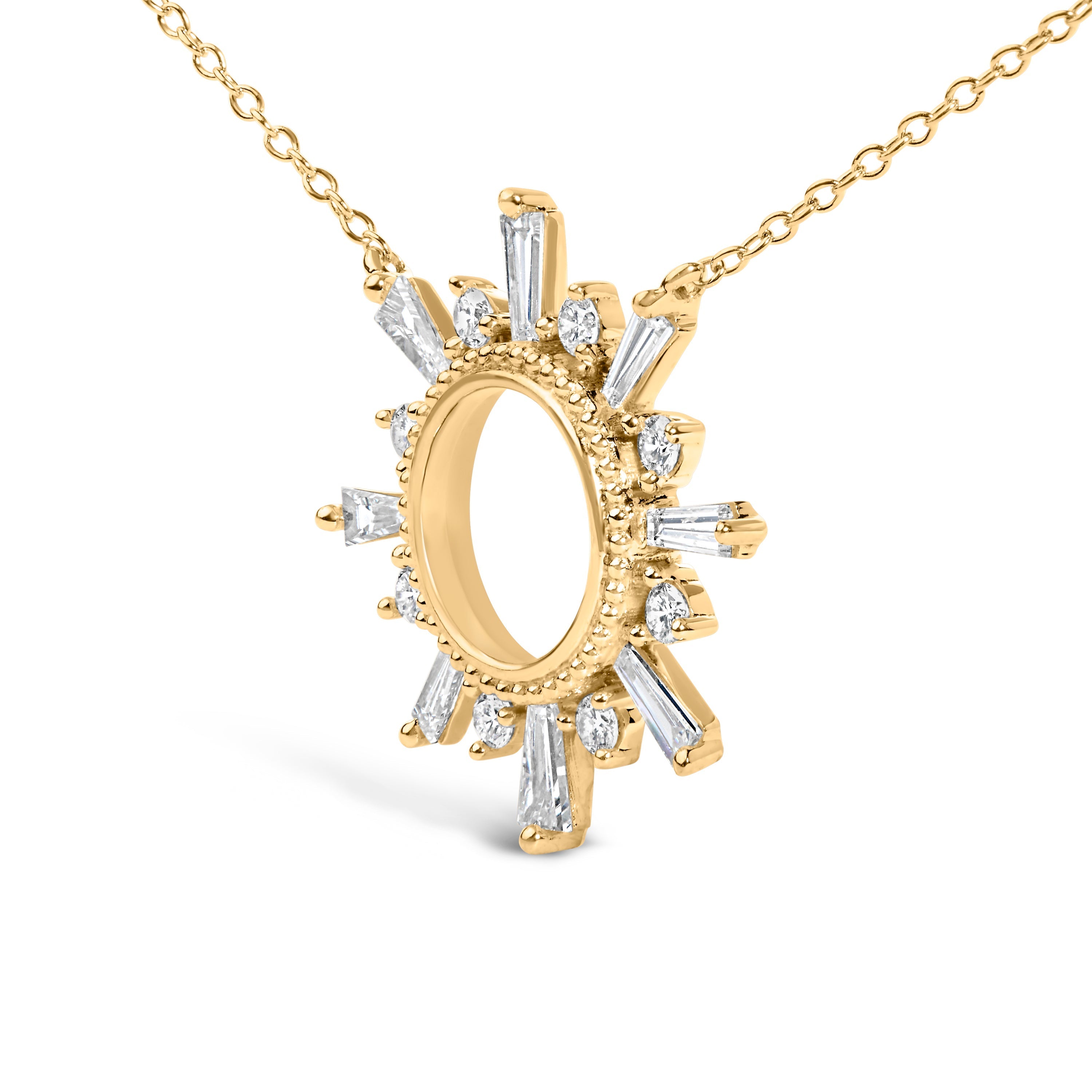 14K Yellow Gold Plated Sterling Silver 5/8 Cttw Diamond Open Starburst Pendant Necklace DestGlow