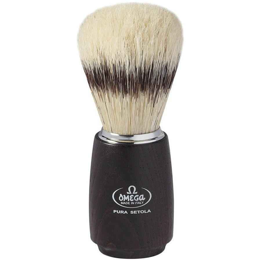 Omega Banded Boar Shaving Brush Dark Ash Wood
