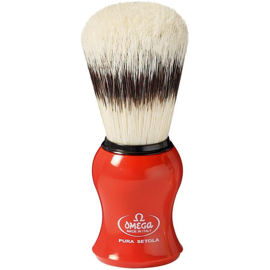 Omega Pure Bristle Shaving Brush With Stand (Assorted Colors)