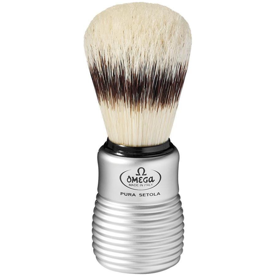 Omega Pure Bristle Shaving Brush With Satin Chrome Effect Handle