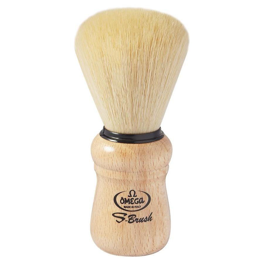 Omega S-Brush Synthetic Fiber Shaving Brush With Beech Wood Handle