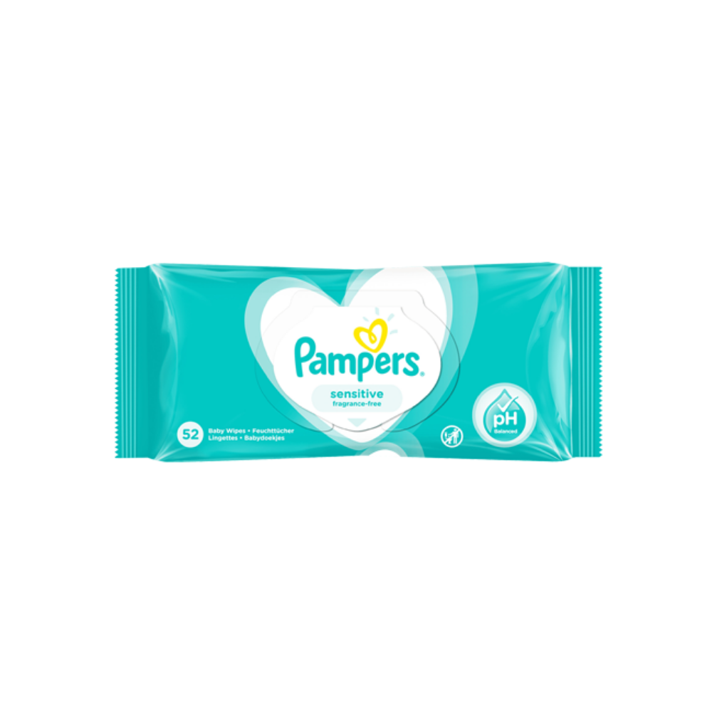 Pampers Baby Wipes Sensitive Fragrance Free (52ct) DestGlow