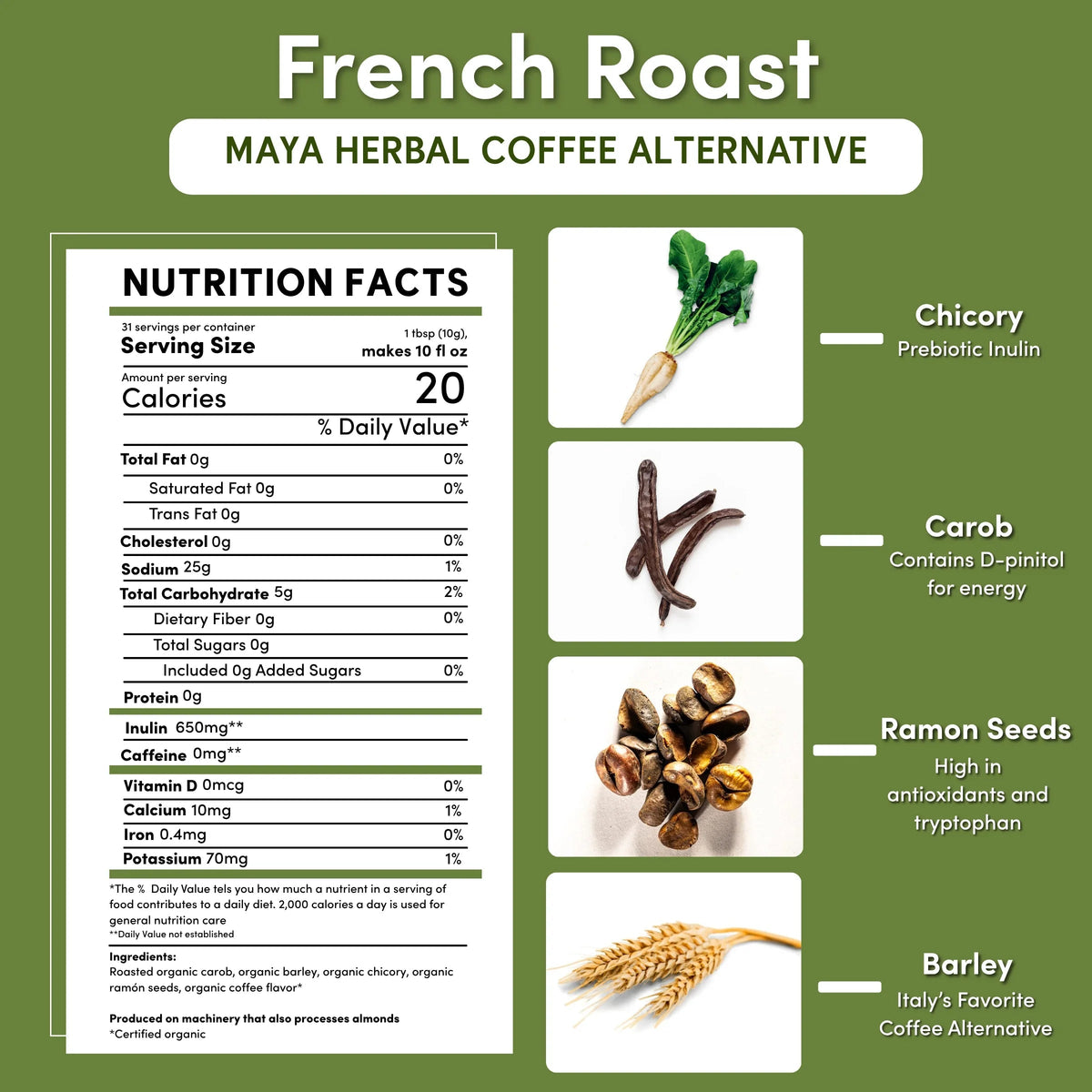French Roast Chicory Herbal Coffee DestGlow
