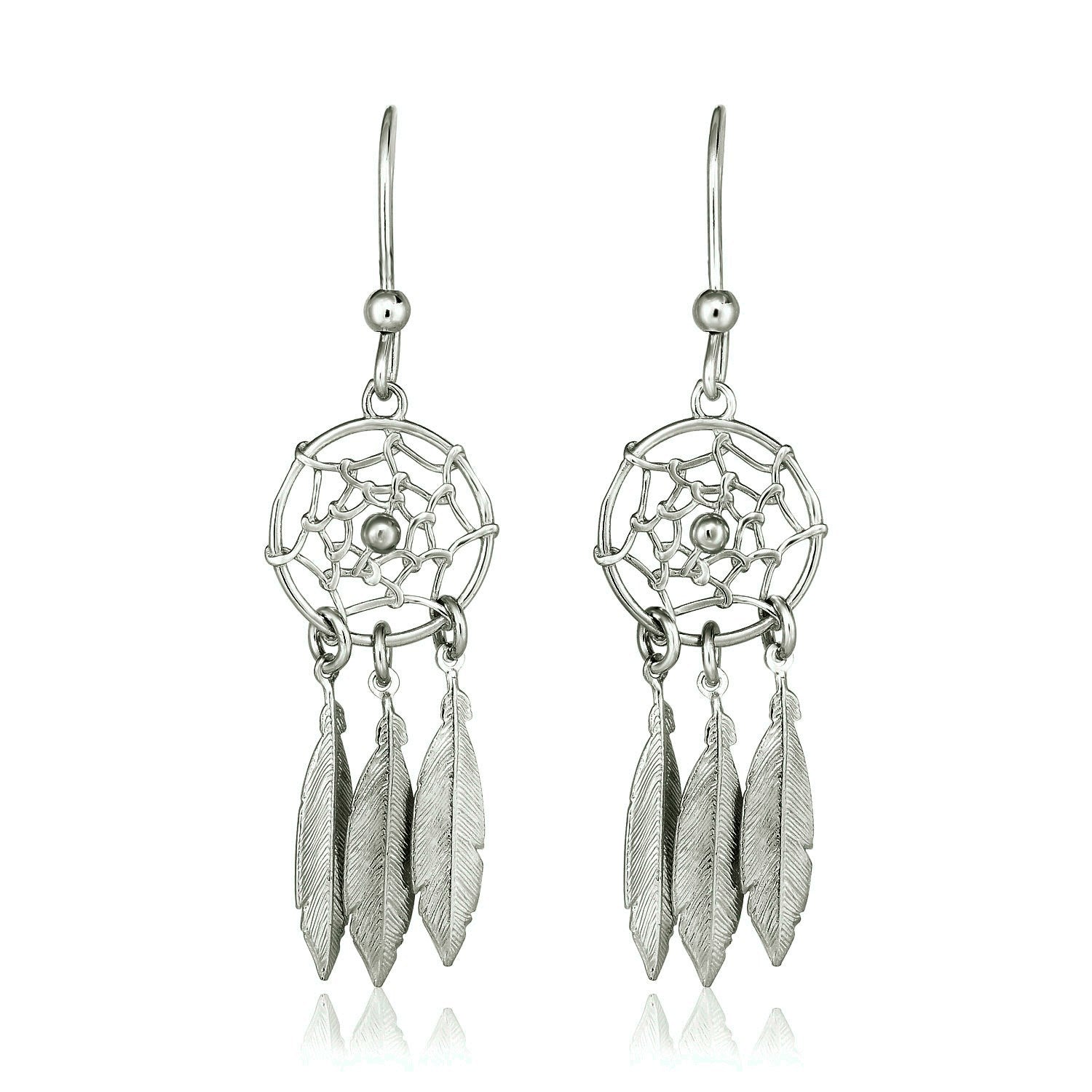 Sterling Silver Dream Catcher Dangle Earrings by Bids.com