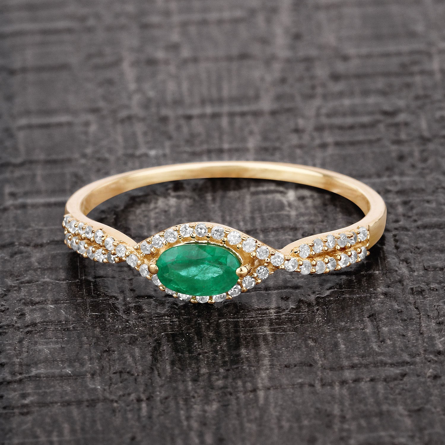 0.32 Carat Genuine Zambian Emerald and White Diamond 14K Yellow Gold Ring by Bids.com