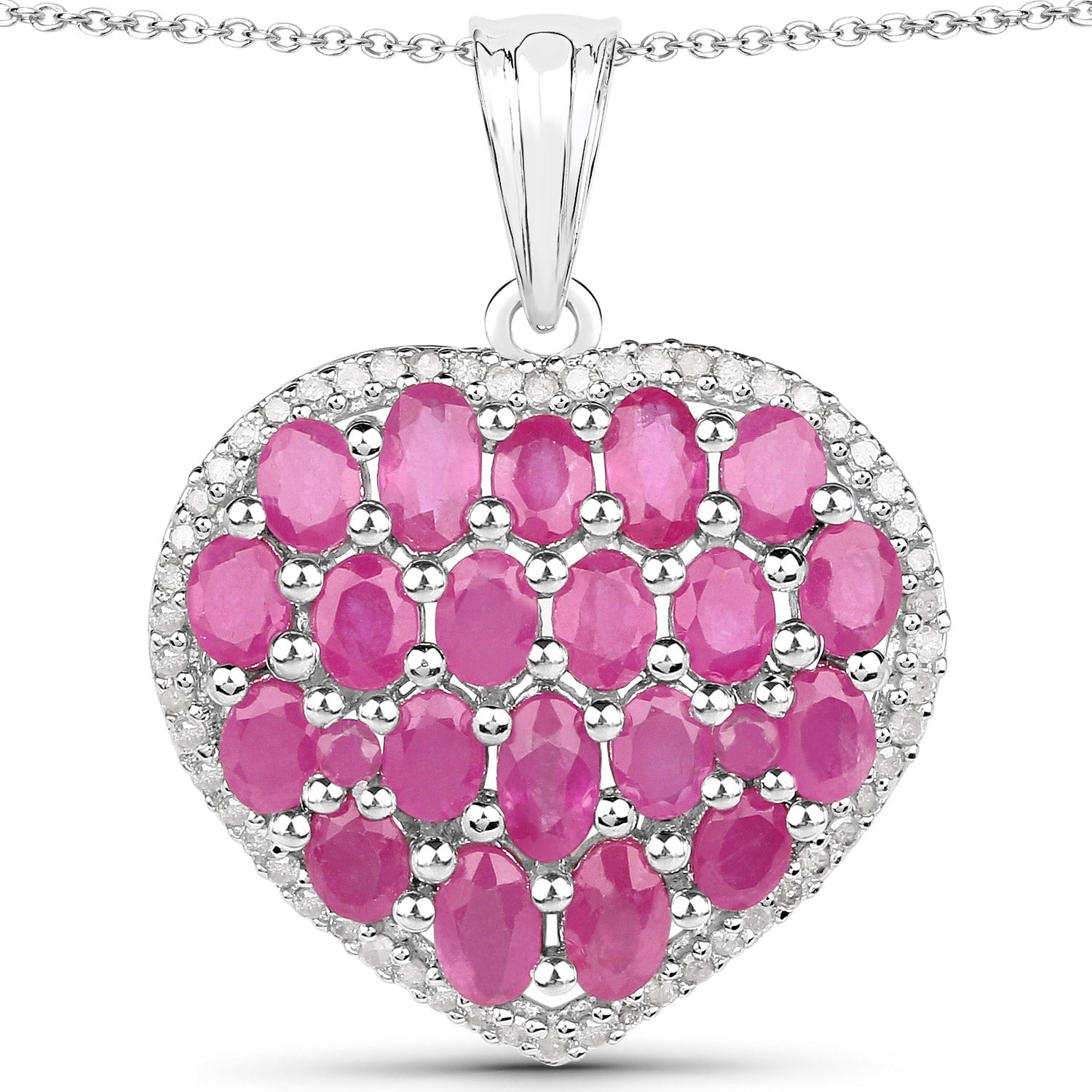 5.00 Carat Genuine Ruby and White Diamond .925 Sterling Silver Pendant by Bids.com