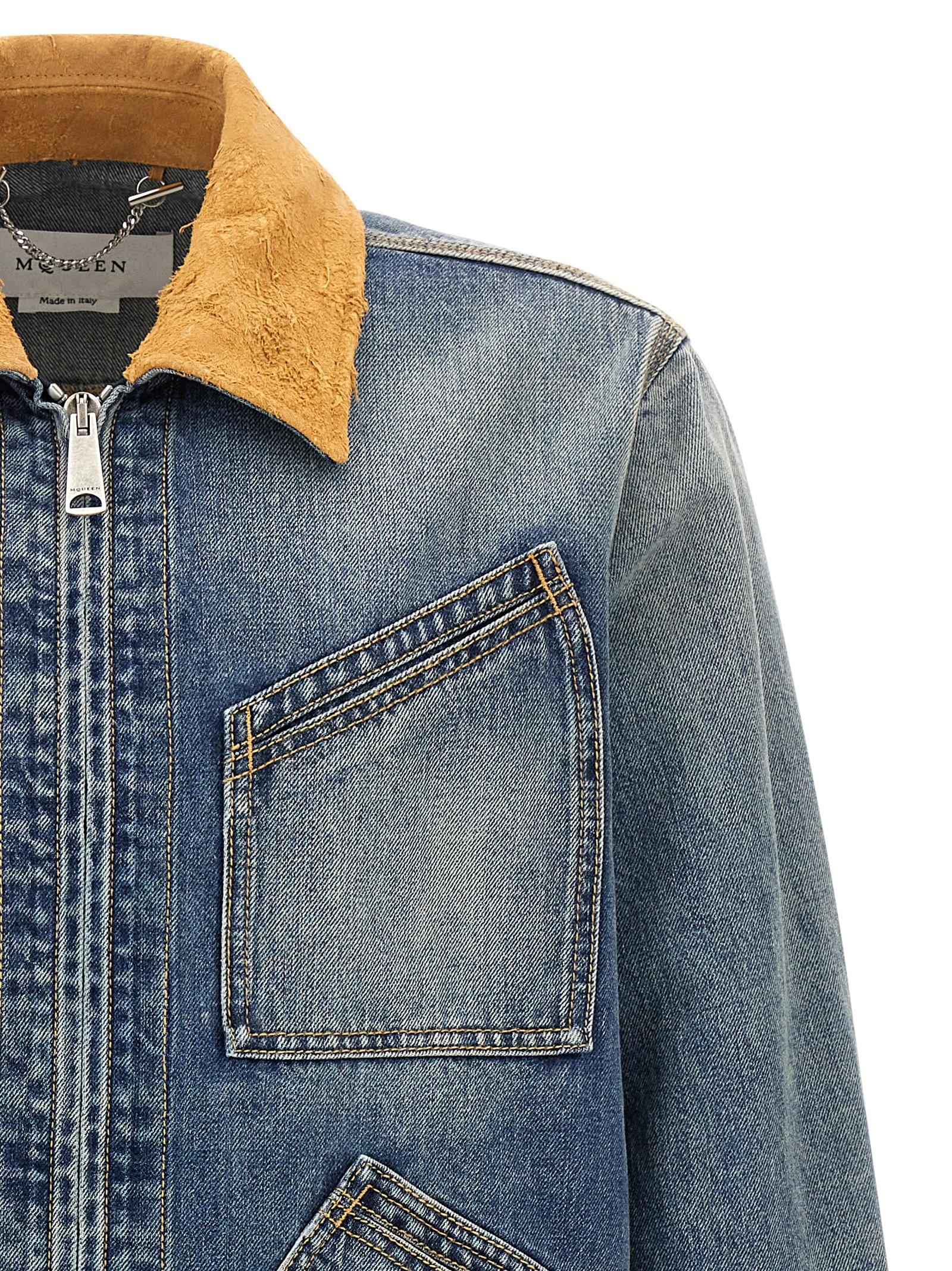 Mcqueen Men Suede Denim Jacket DestGlow