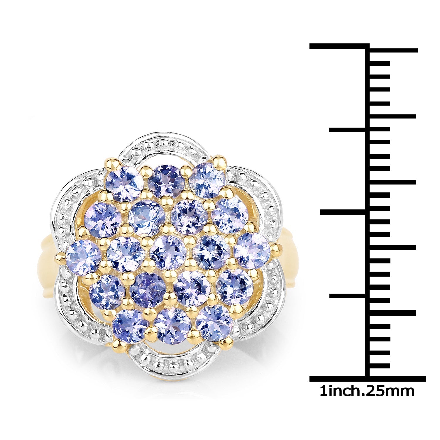 14K Yellow Gold Plated 1.52 Carat Genuine Tanzanite .925 Sterling Silver Ring by Bids.com