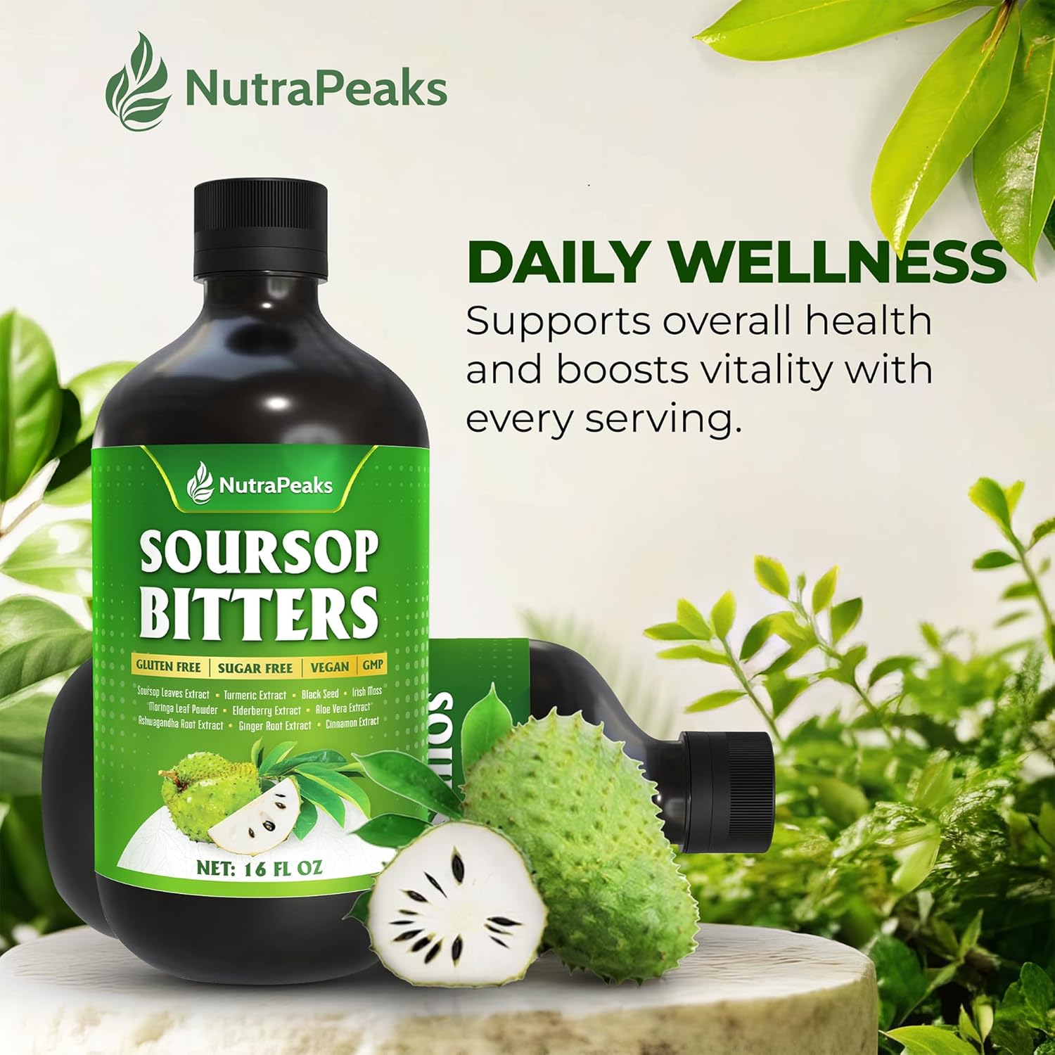 Soursop Bitters Liquid β Herbal Detox Formula with Soursop, Turmeric, Moringa & Black Seed by FreshDrinkUS - Natural and Premium Herbal Tea