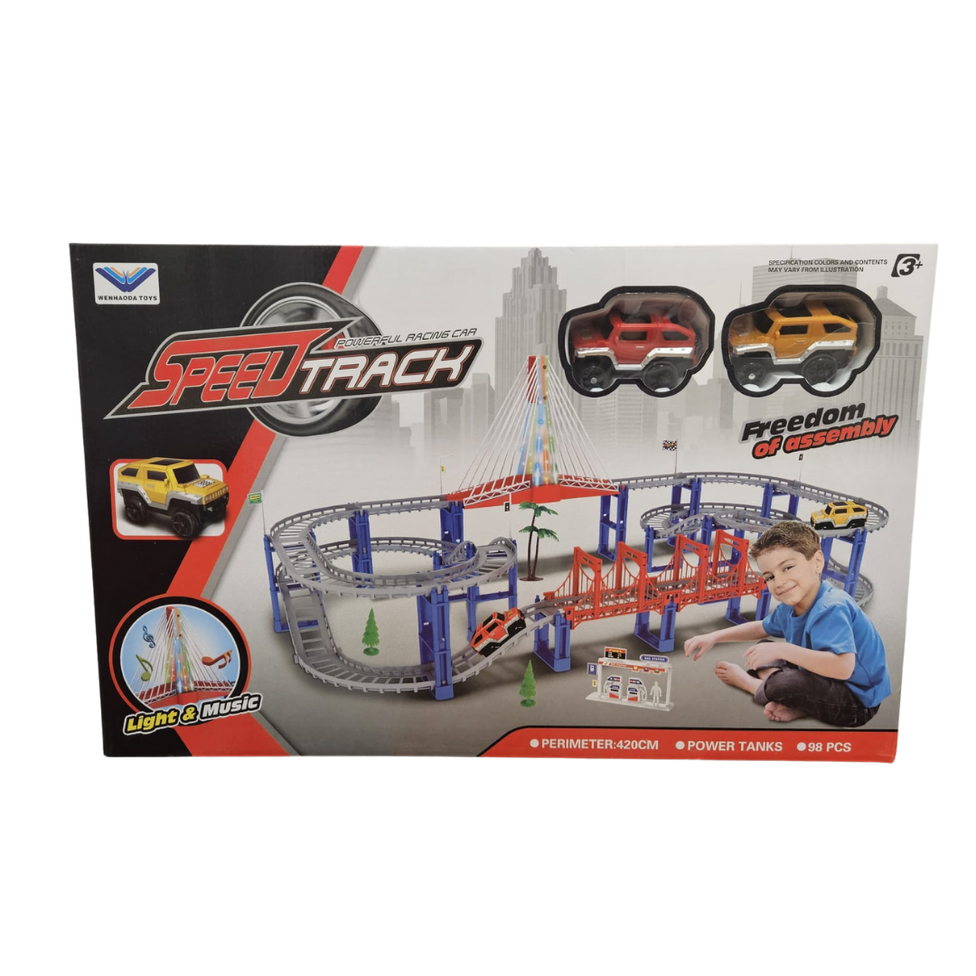 Wenhaoda Toys Speed Track Racing Set with Lights & Music (98 pcs) DestGlow