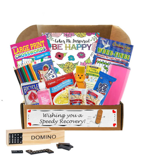 Wishing You A Speedy Recovery Care Package - Get Well Gift with Games & Snacks