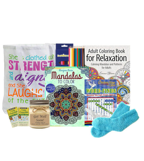 Get Well Soon Gift Basket - Stress-Reducing Coloring Tote for Women