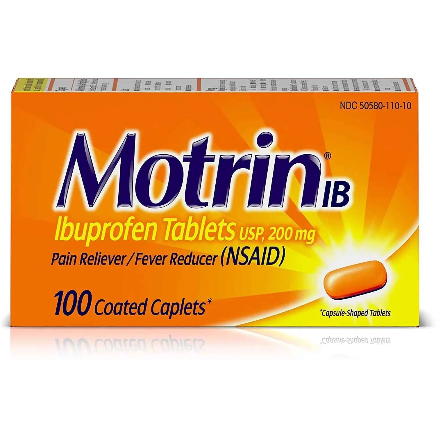 Motrin IB (Ibuprofen) 200 mg Caplets, 6 Packs of 4 Caplets