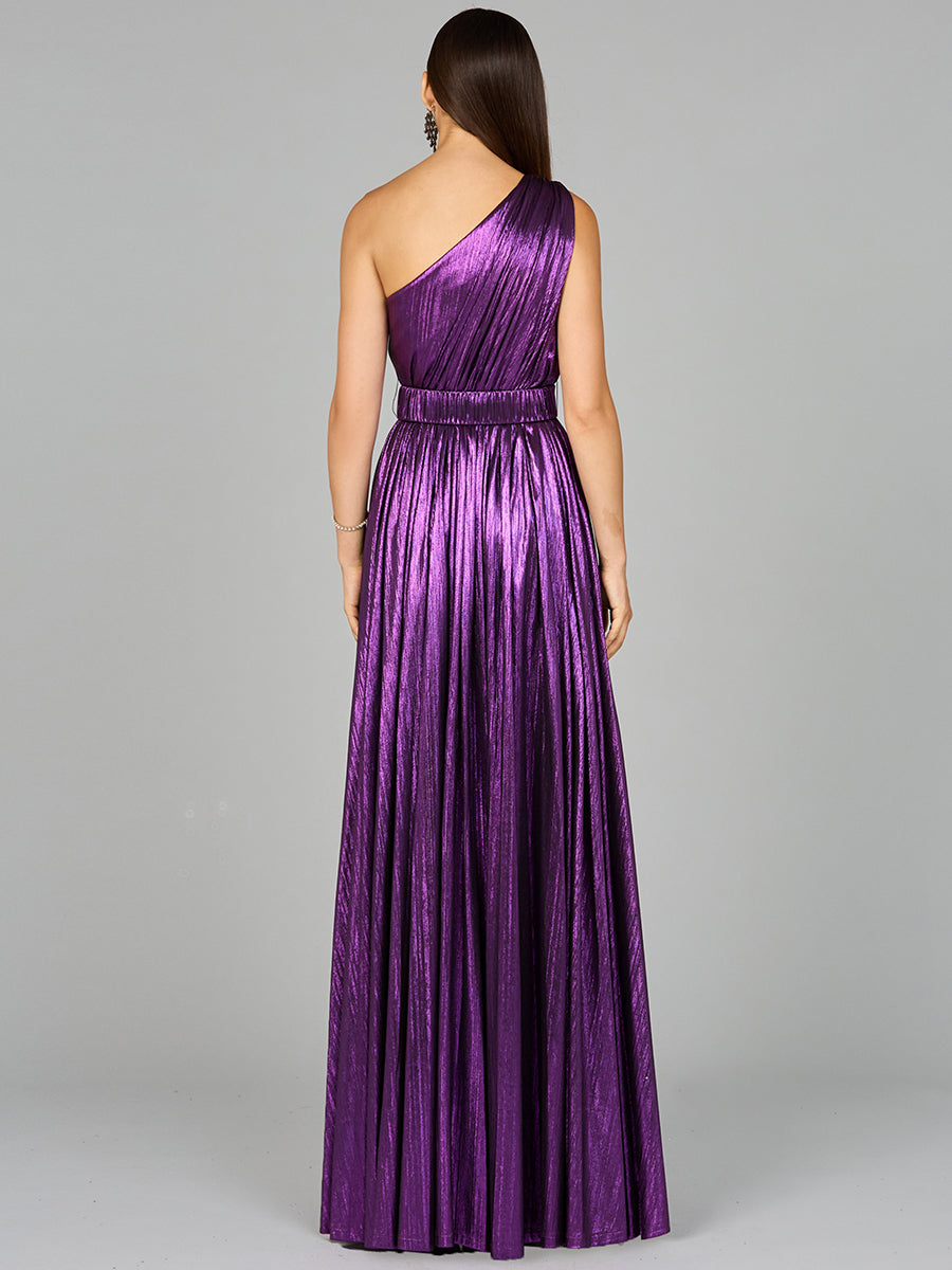 One Shoulder Metallic Dress - OUTLET by Lara New York