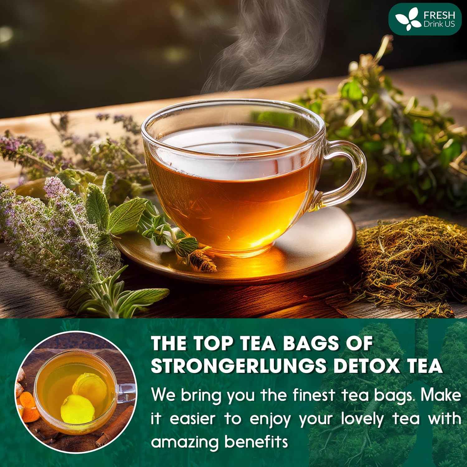 StrongerLungs Tea Bags - Supports Lung Cleanse, Congestion Relief & Mucus Detox