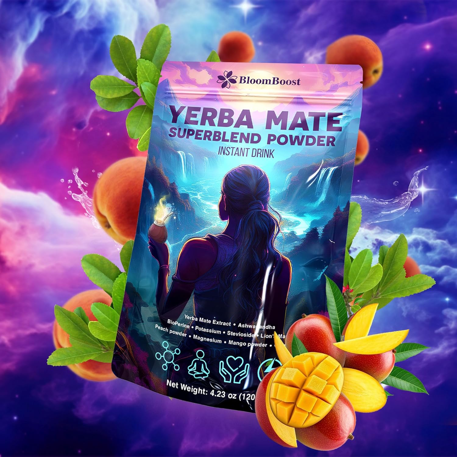 Yerba Mate Instant Tea Powder | Superfood Energy & Focus Blend by FreshDrinkUS - Natural and Premium Herbal Tea