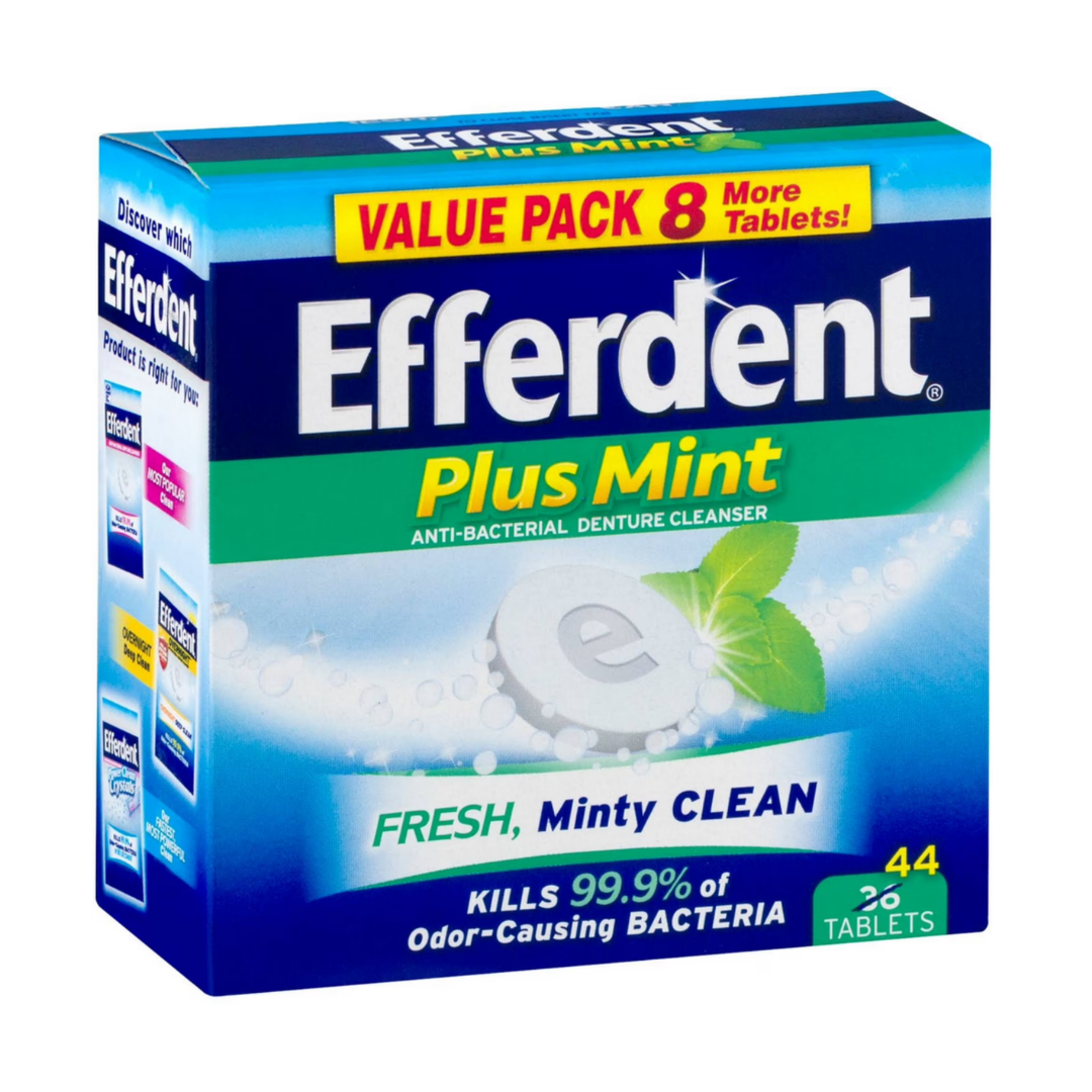 Efferdent Plus Mint Denture Cleanser Tablets 44ct DestGlow