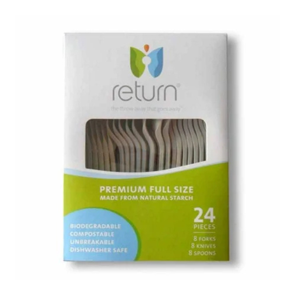 Yumi Return Compostable Combo Cutlery, 100% Natural Starch, (24 Pieces) DestGlow